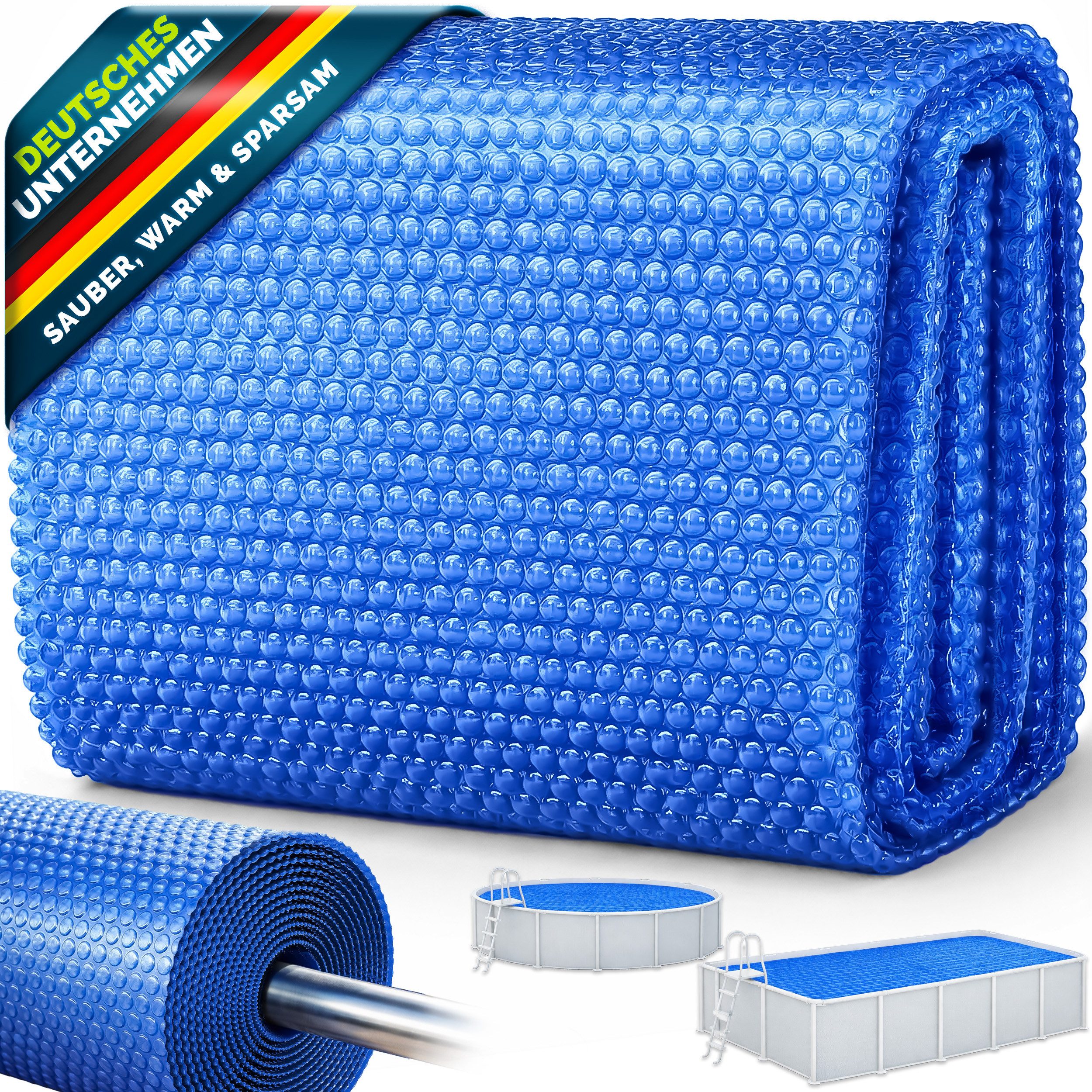 tillvex Pool-Abdeckplane tillvex Pool Solarfolie Solarplane Solarheizung Solarabdeckplane Poolh (Pool Solarabdeckplane Rund & Rechteckig, Prozent), Hochwertige Pool-Solarfolie für sparsames Aufheizen des Wassers