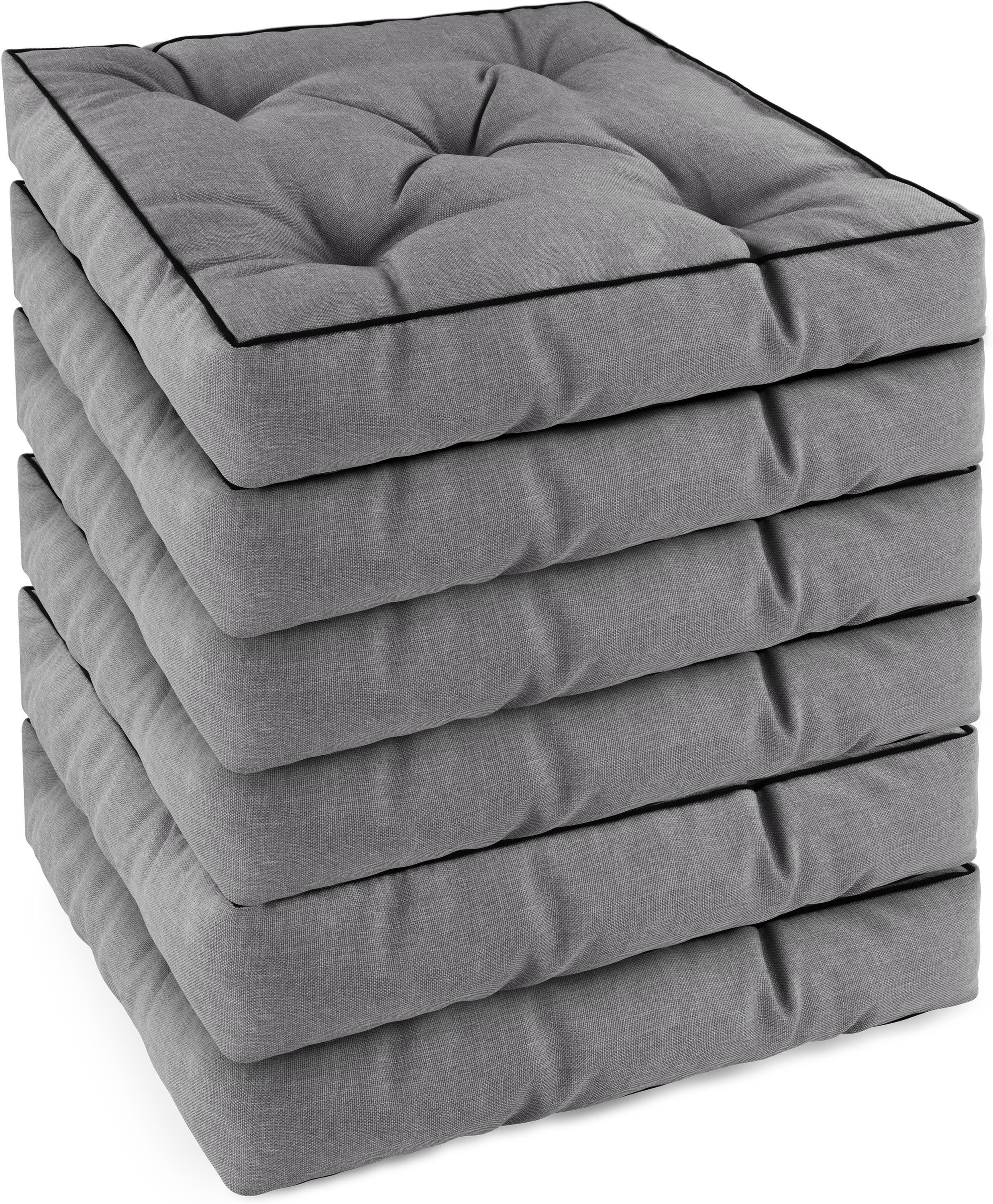 Aspero Sitzauflage 6 Stuhlkissen 45x45 cm Murcia, Gepolsterte Outdoor Auflage mit Steppung