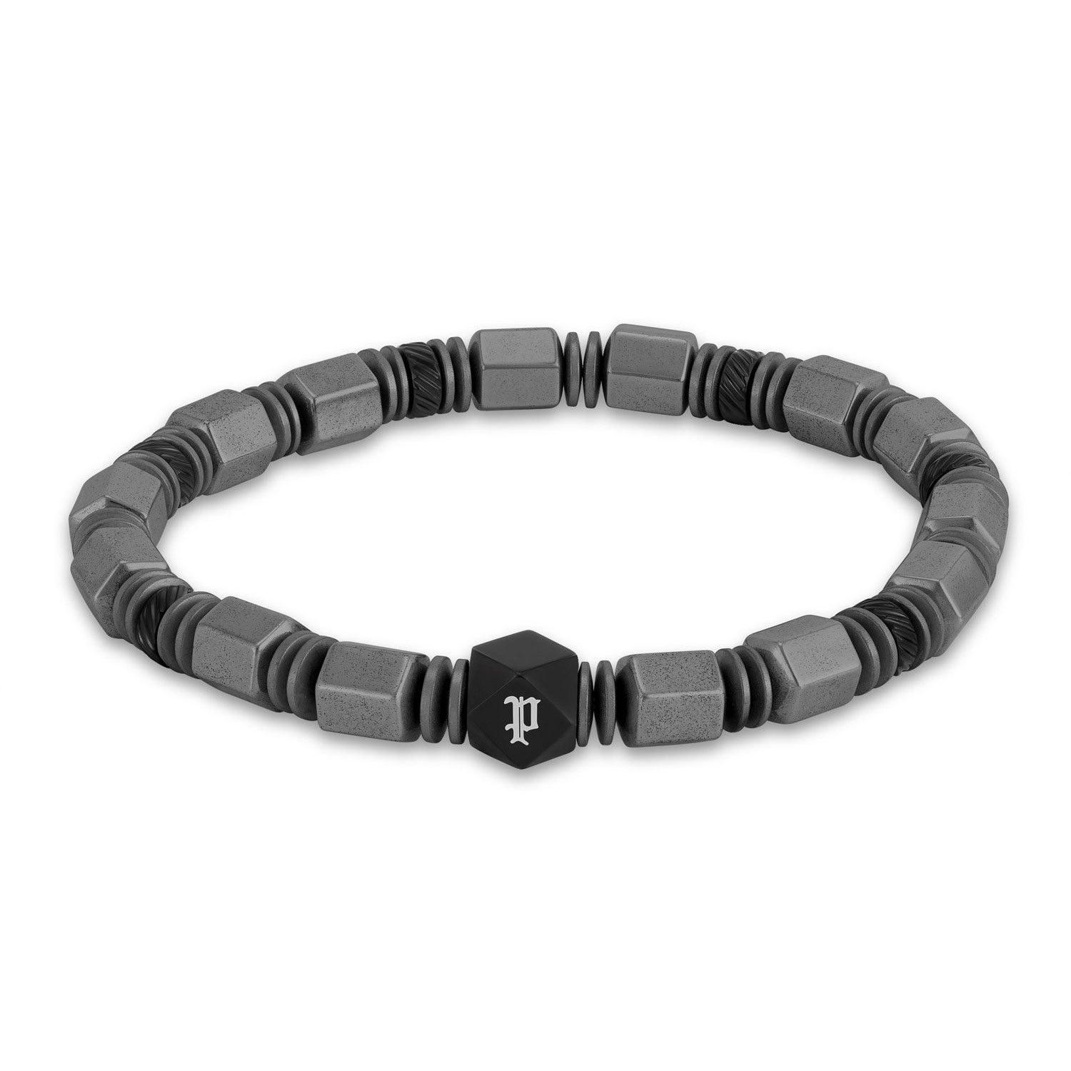 Police Edelstahlarmband Herren-Hexchain Grau/Schwarz