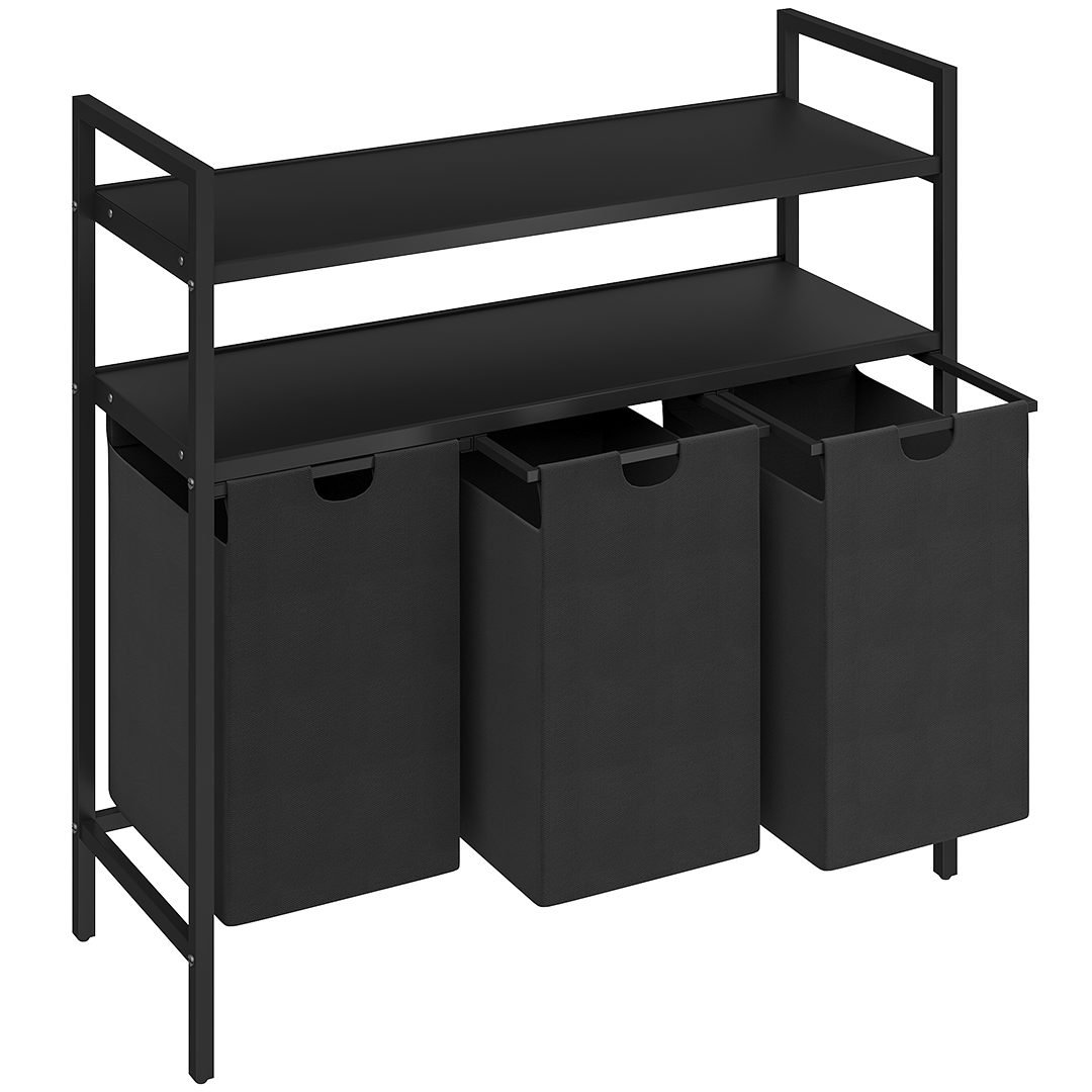 STEELSØN Wäschekorb Rigil aus Metall (3 Fächer (120 L) mit 2 MDF-Ablagen, s günstig online kaufen