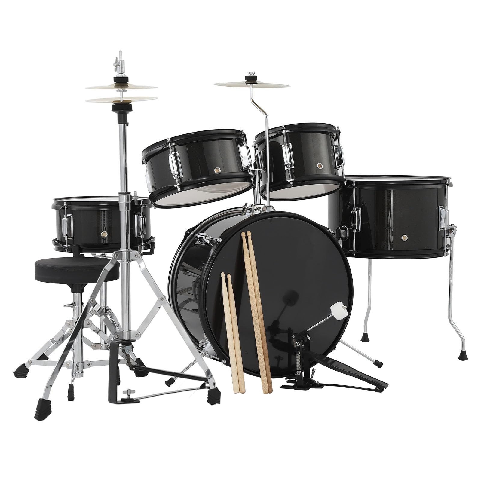 GarveeMore Trommel Kinder Drum Set 5-teiliges Anfänger Drum Kit mit verstellbarem Hocker
