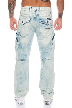Cipo & Baxx Cargojeans Herren Jeans Hose mit ausgefallener Waschung und Nahtverzierung