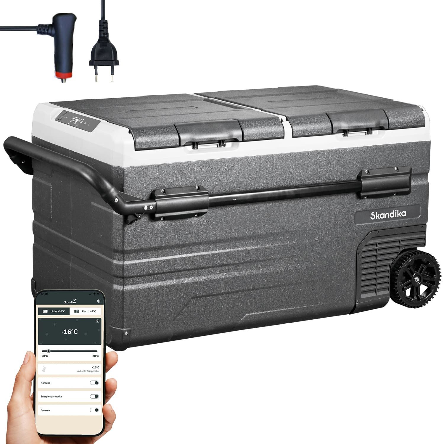 Skandika Elektrische Kühlbox Routa, 115 l, Kühlbox +20 ° bis -20 °C, App-Steuerung, 2 Zonen, Autokühlschrank