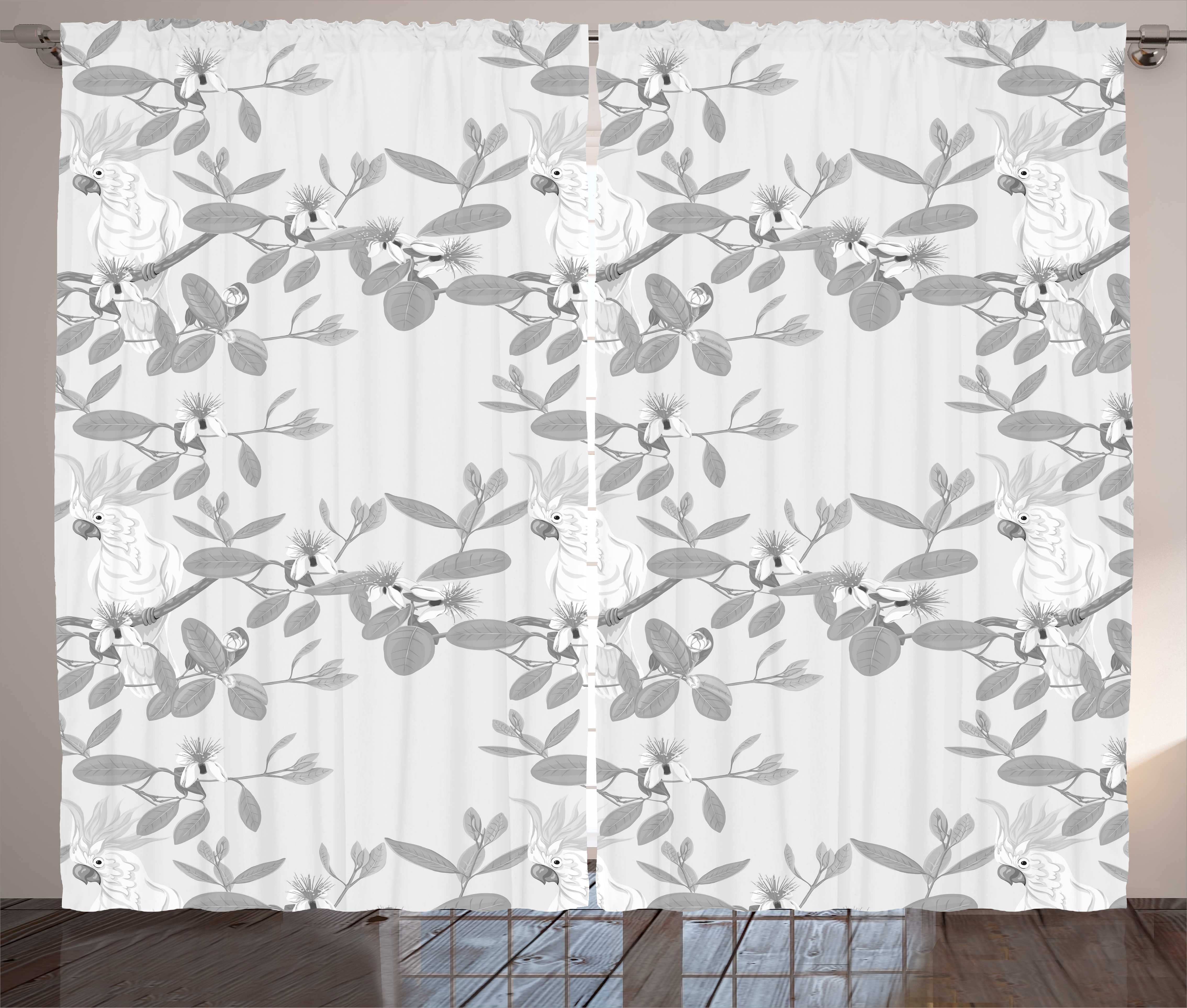 Gardine Schlafzimmer Kräuselband Vorhang und Cockatoo und Blumen Haken, Feijoa Parrot Schlaufen Abakuhaus, mit