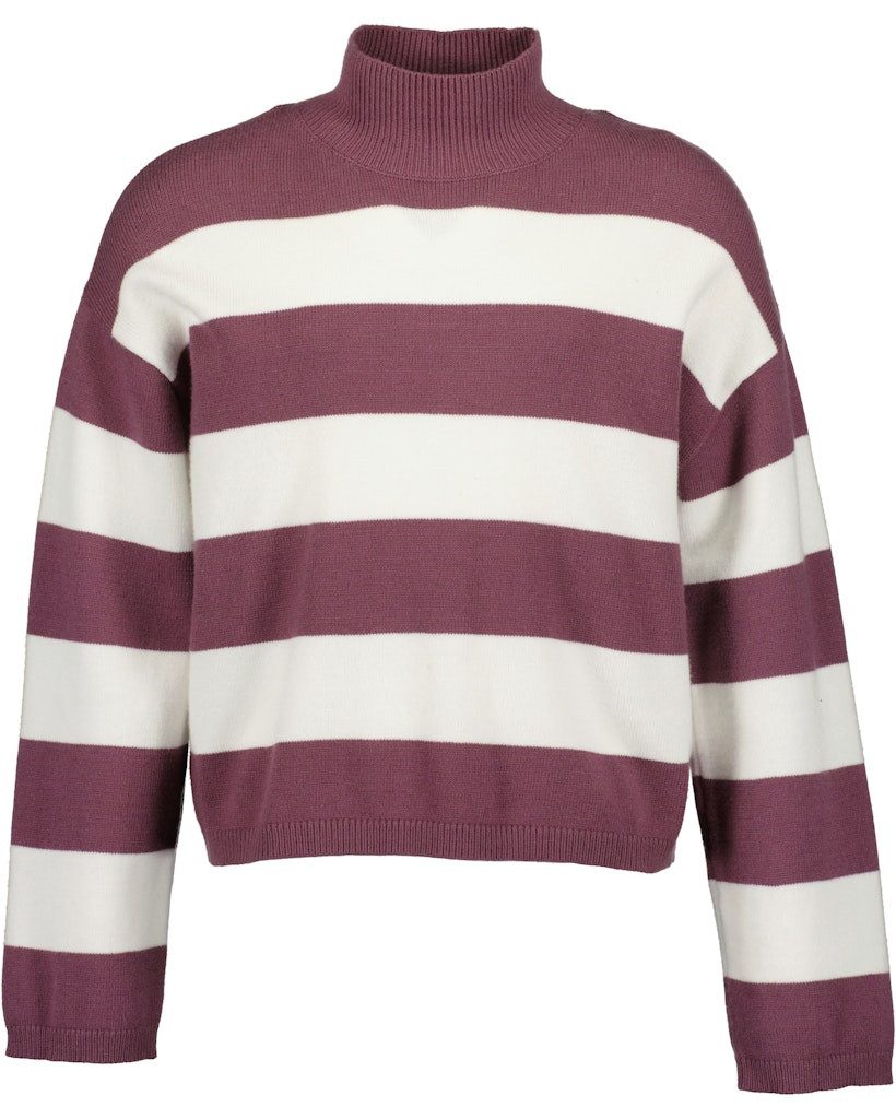 Blue Seven Strickpullover Blue Seven Mädchen Pullover Strickpullover Streifen Aubergine Weiß (1-tlg)