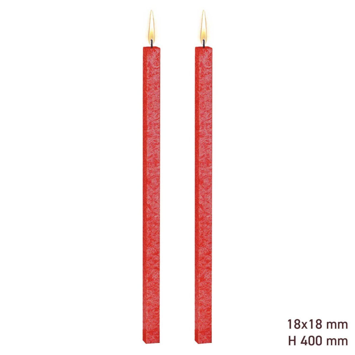 Amabiente Tafelkerze Kerze CLASSIC feuerrot 40cm - 2er Set