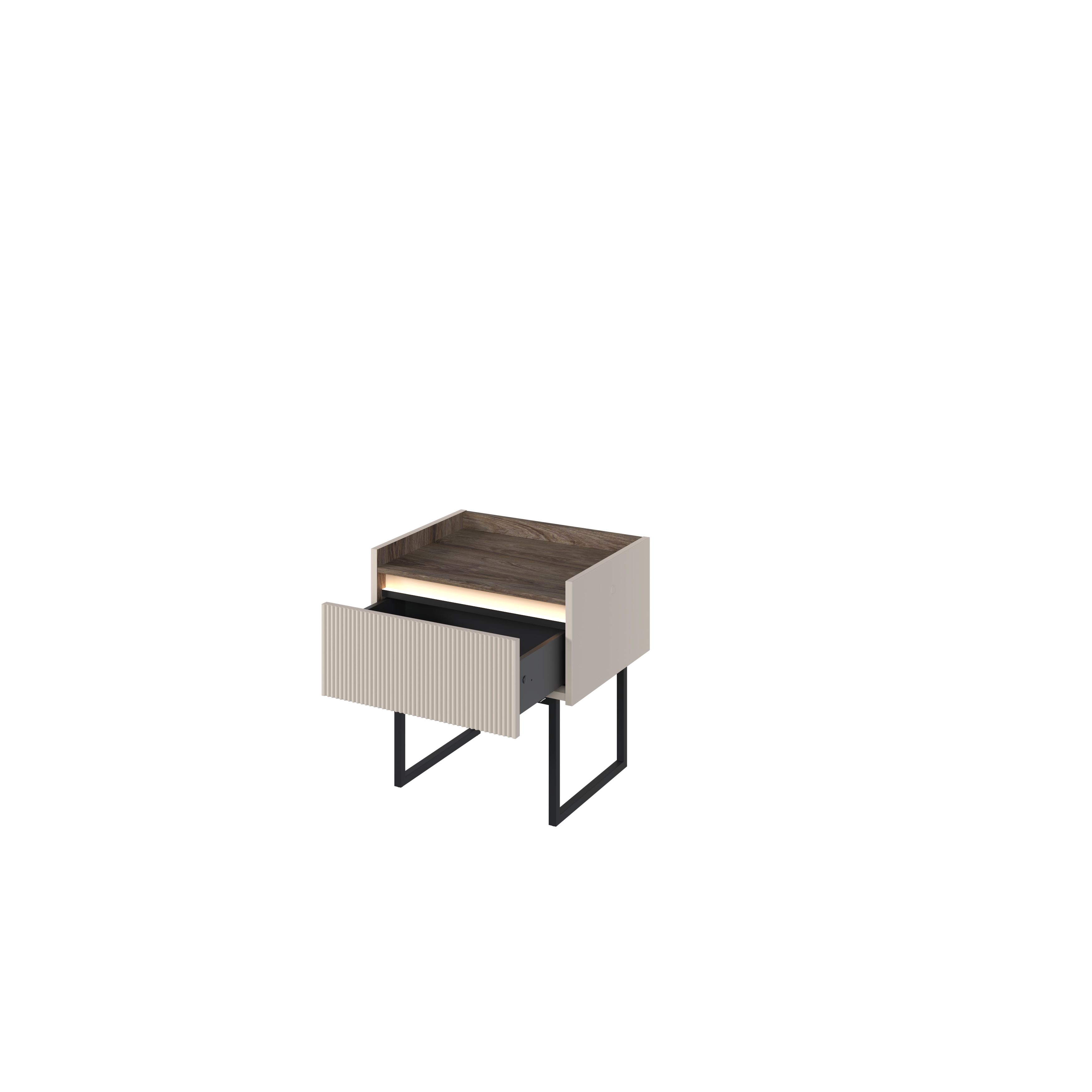 yourhouse24 Nachttisch LAGO LG-08 mit Beleuchtung Beige