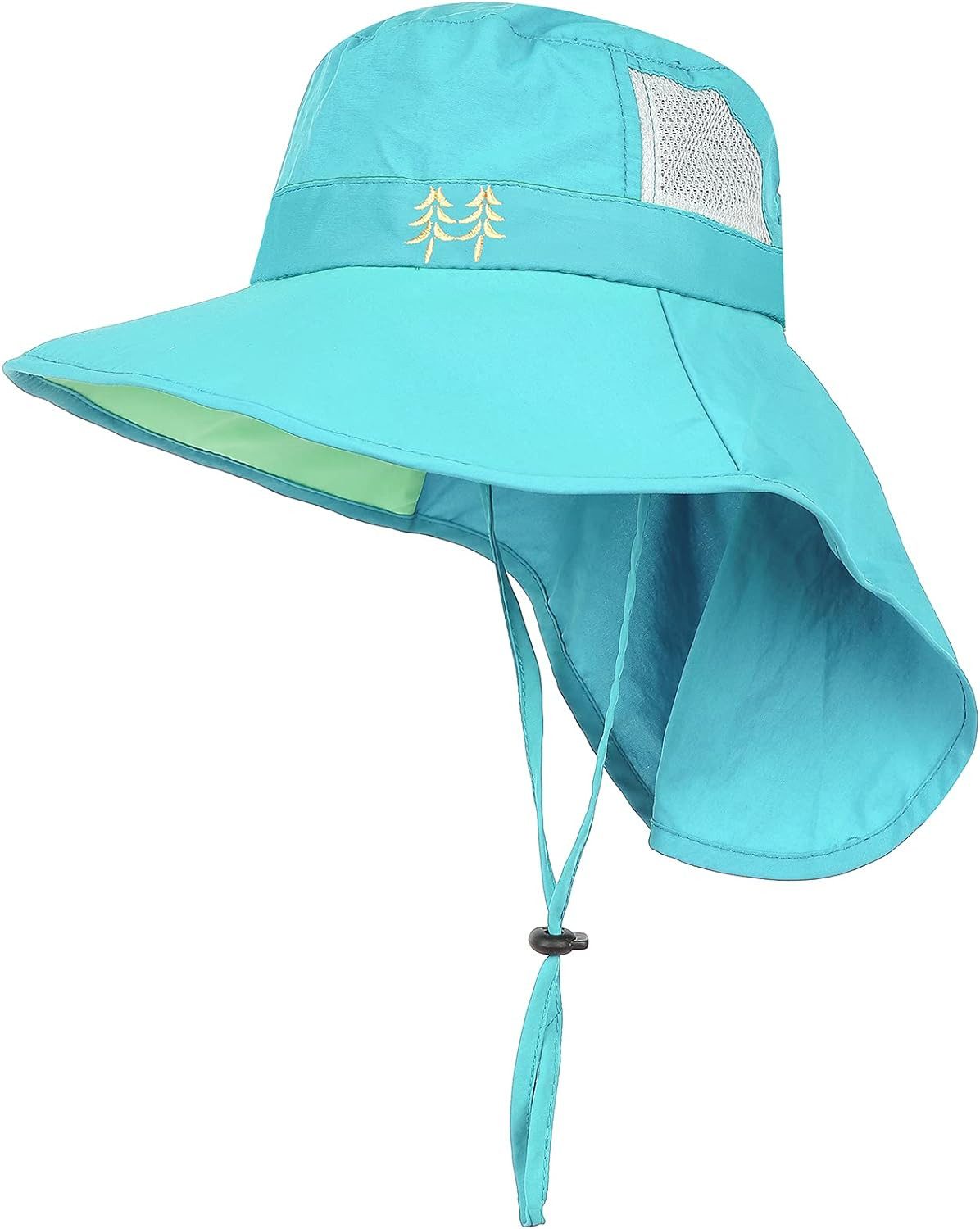 GOOLOO Sonnenhut Kinder-Sonnenhut (himmelblau) mit Nackenklappe Einstellbare (UPF 50+ Sonnenschutz Hut für Kinder, 1-St., 1-st) große Krempe Strand Angeln Hut für Alter 3-12