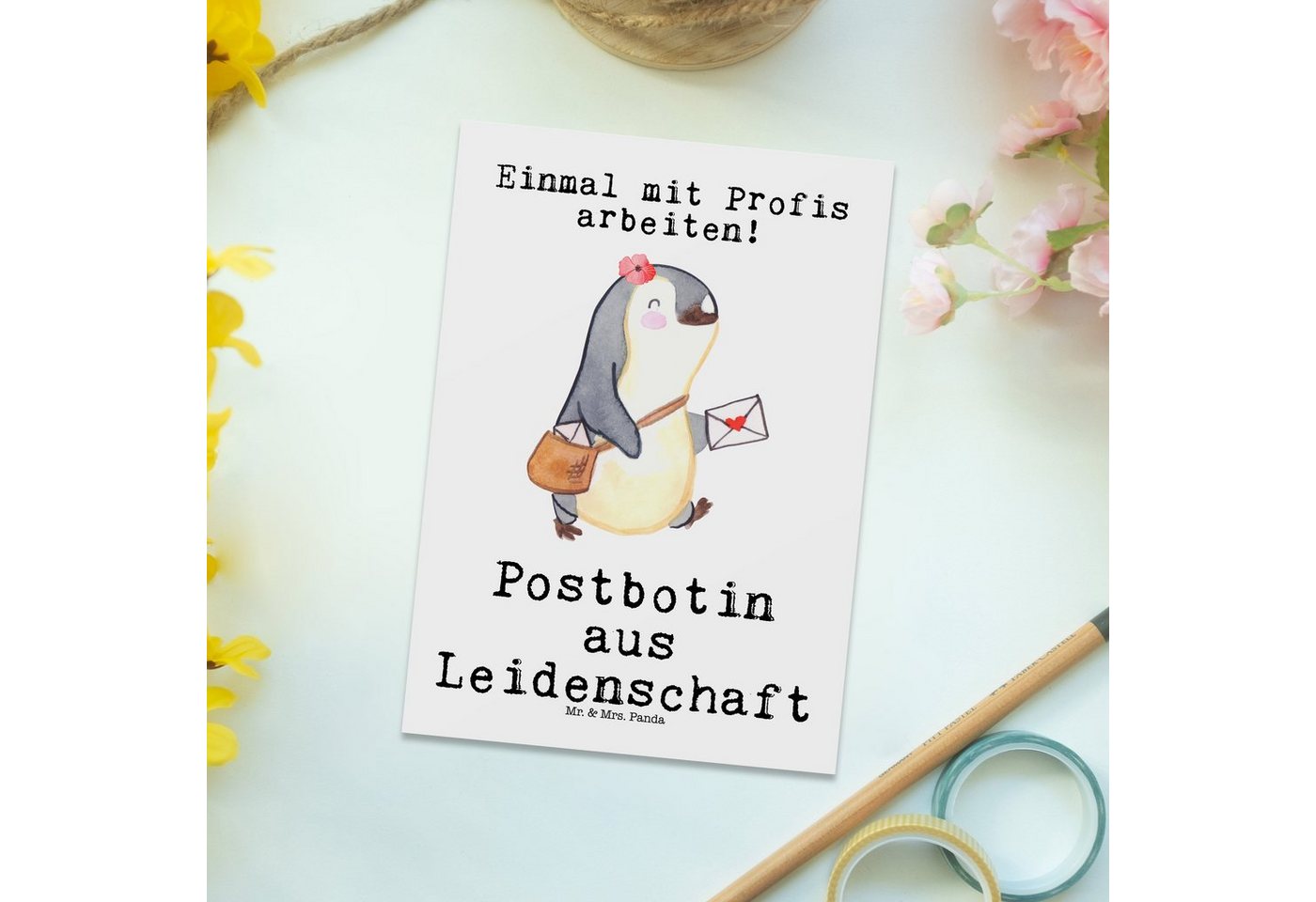 Thumbnail - Mr. & Mrs. Panda Postkarte Postbotin Leidenschaft - Weiß - Geschenk, Briefträgerin, Einladungska, Witzige Sprüche