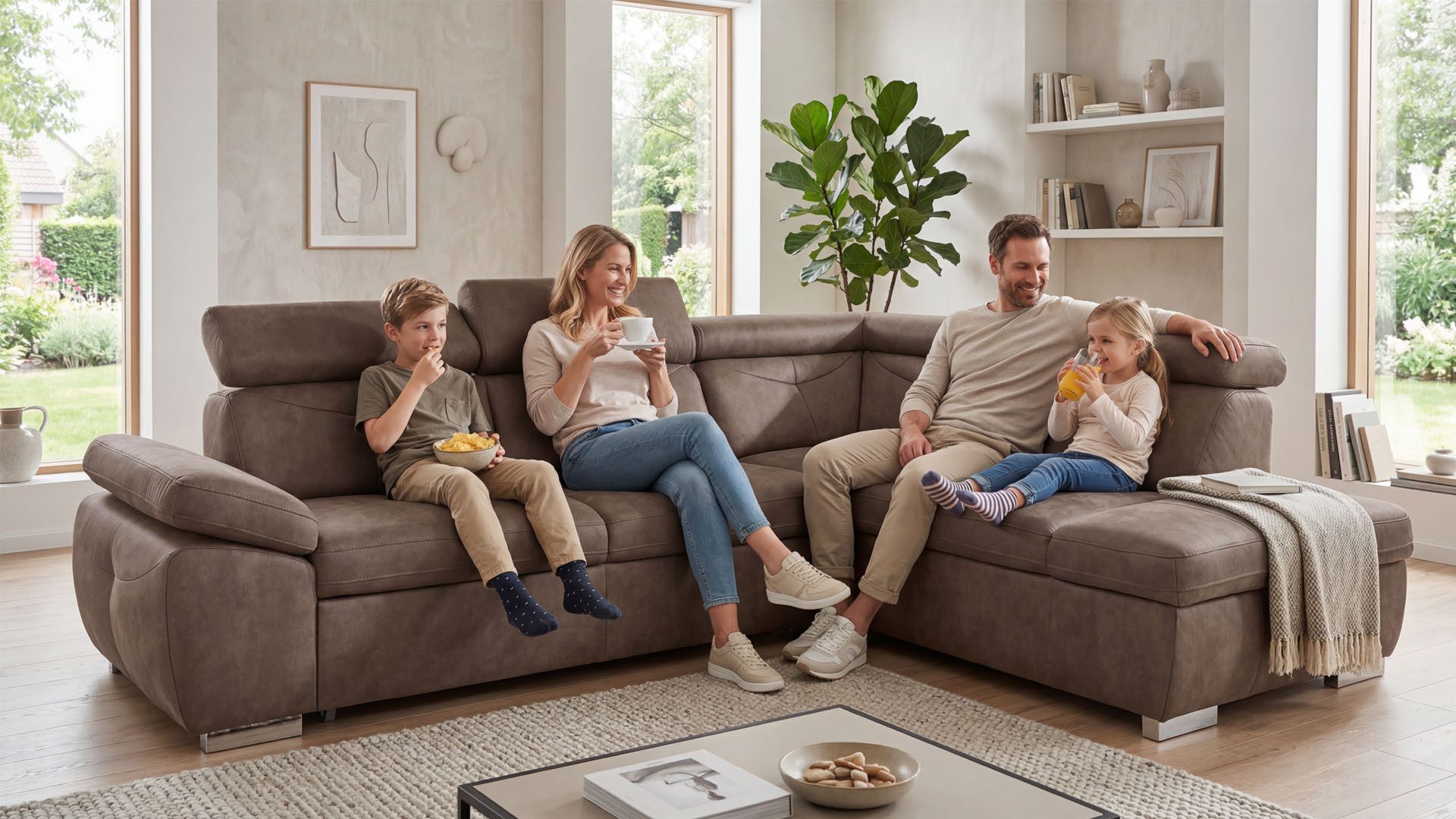 exxpo - sofa fashion Ecksofa Spring, super bequem und komfortabel mit Armteil- und Kopfteilfunktion, aus Luxus-Microfaser +Simply Clean - für besonders einfache Reinigung!