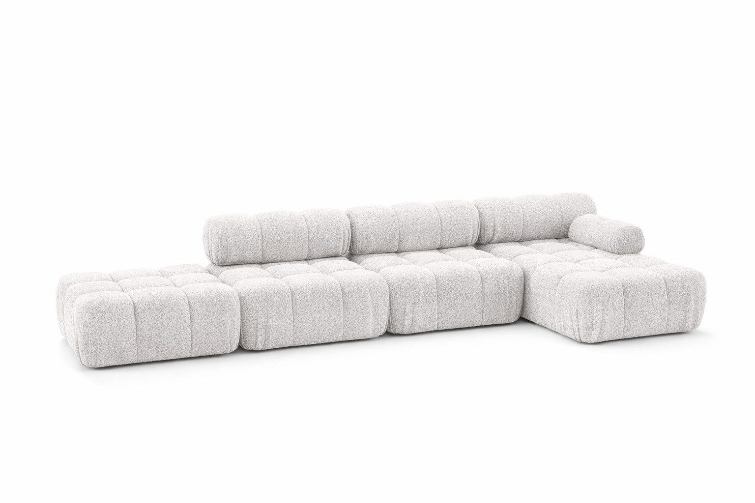 Kaiser Möbel Ecksofa XL mit Pouf modern für Wohnzimmer, Stoff Abriamo, SELIA, Ecksofa mit Pouf, Bouclé-Stoff,modulares System