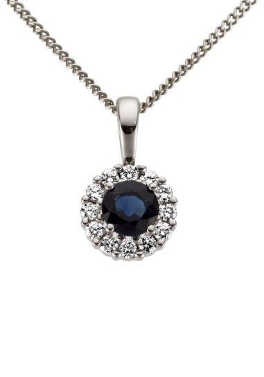 Firetti Kettenanhänger Schmuck Geschenk Gold 333 Halsschmuck Anhänger für Halskette Saphir, mit Saphir - mit Brillanten