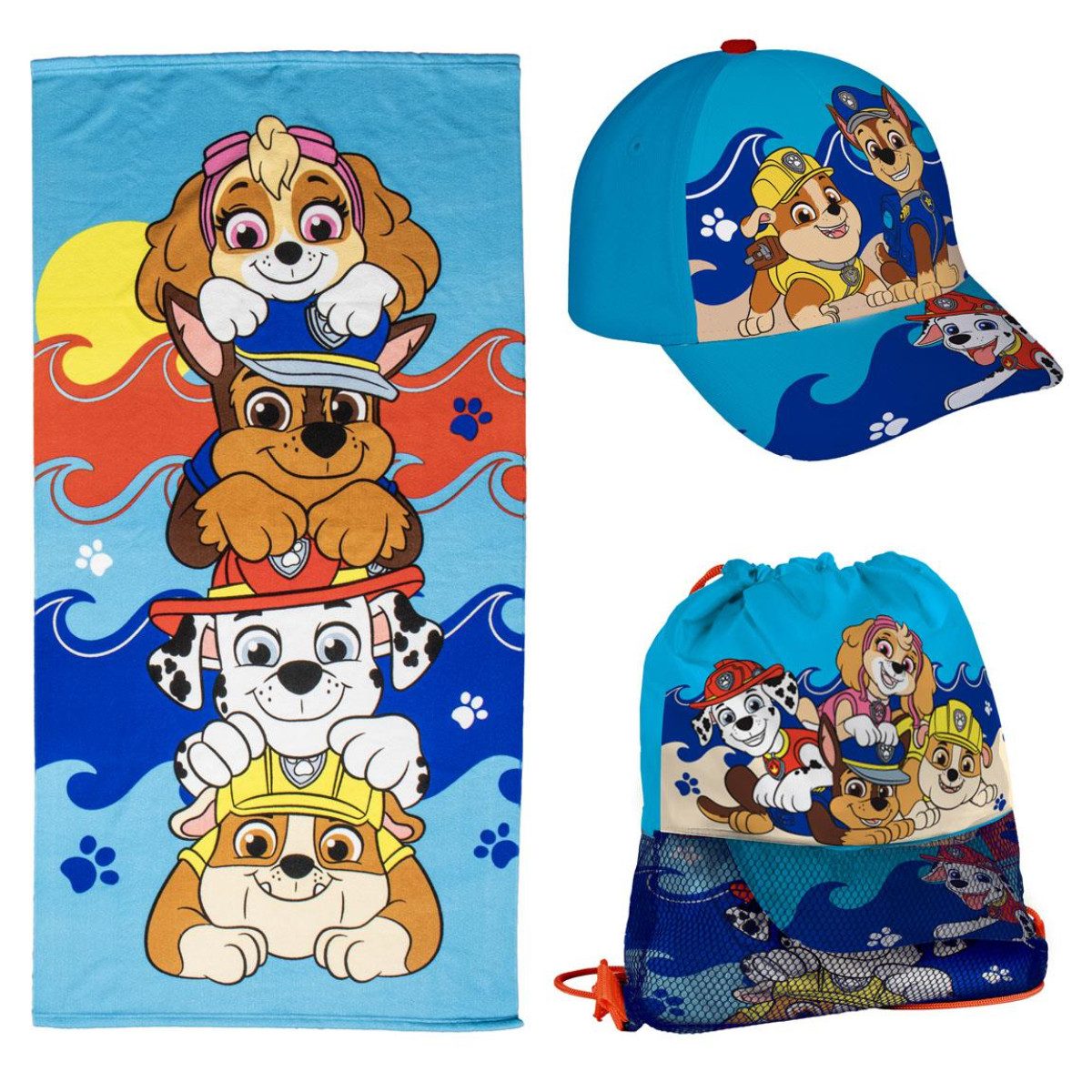 Handtuch Set PAW Patrol Handtuch-Set für Kinder Mehrteilig mit Aufbewahrungsbeutel