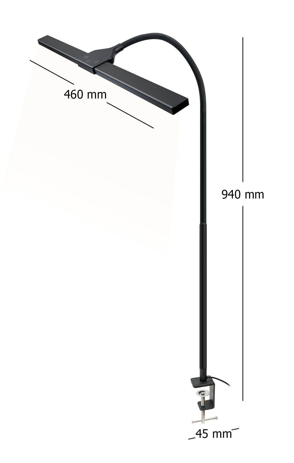 Schwaiger LED Schwanenhals, LED, Schwanenhals, Touchsteuerung, warmweiß, Lichtmodi dimmbar, Lichtmodi 3 flexibler natürlich, kaltweiß), Lichtsteuerung Touchsensor, dimmbar, druch warmweiß, 3 kaltweiß, (natürlich, stufenlos flexibler Schreibtischlampe 658156