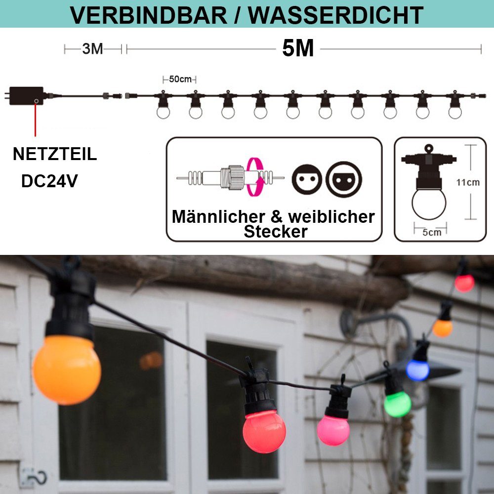 Deko Party Strom Terrassenlicht,G50, Außen Bunt LED-Lichterkette Glühbirnen,Hochzeit Rosnek Garten