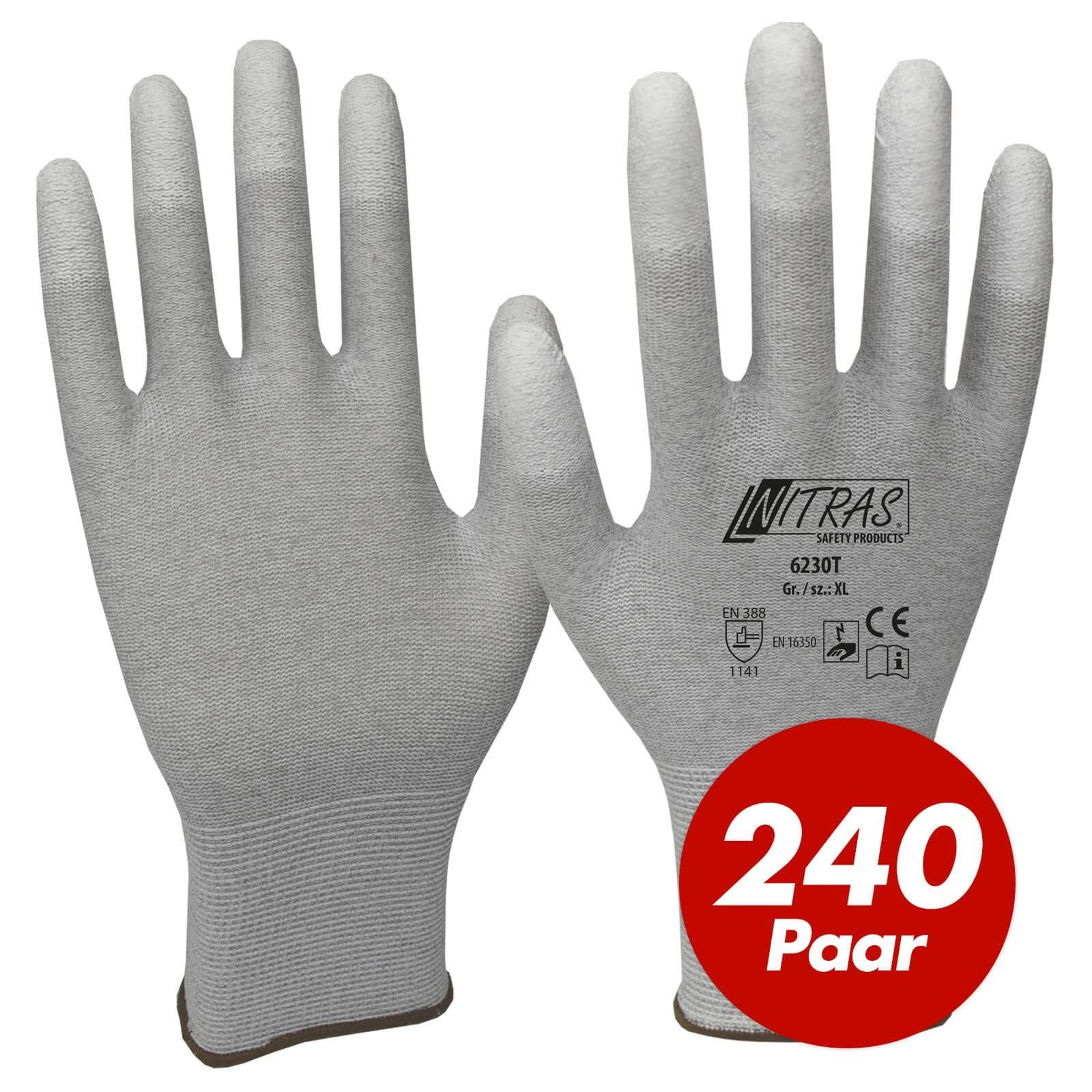 Nitras Mechaniker-Handschuhe NITRAS ESD-Handschuhe Gr. 6230T Touchscreen 240 div. antistatisch Paar (Spar-Set)