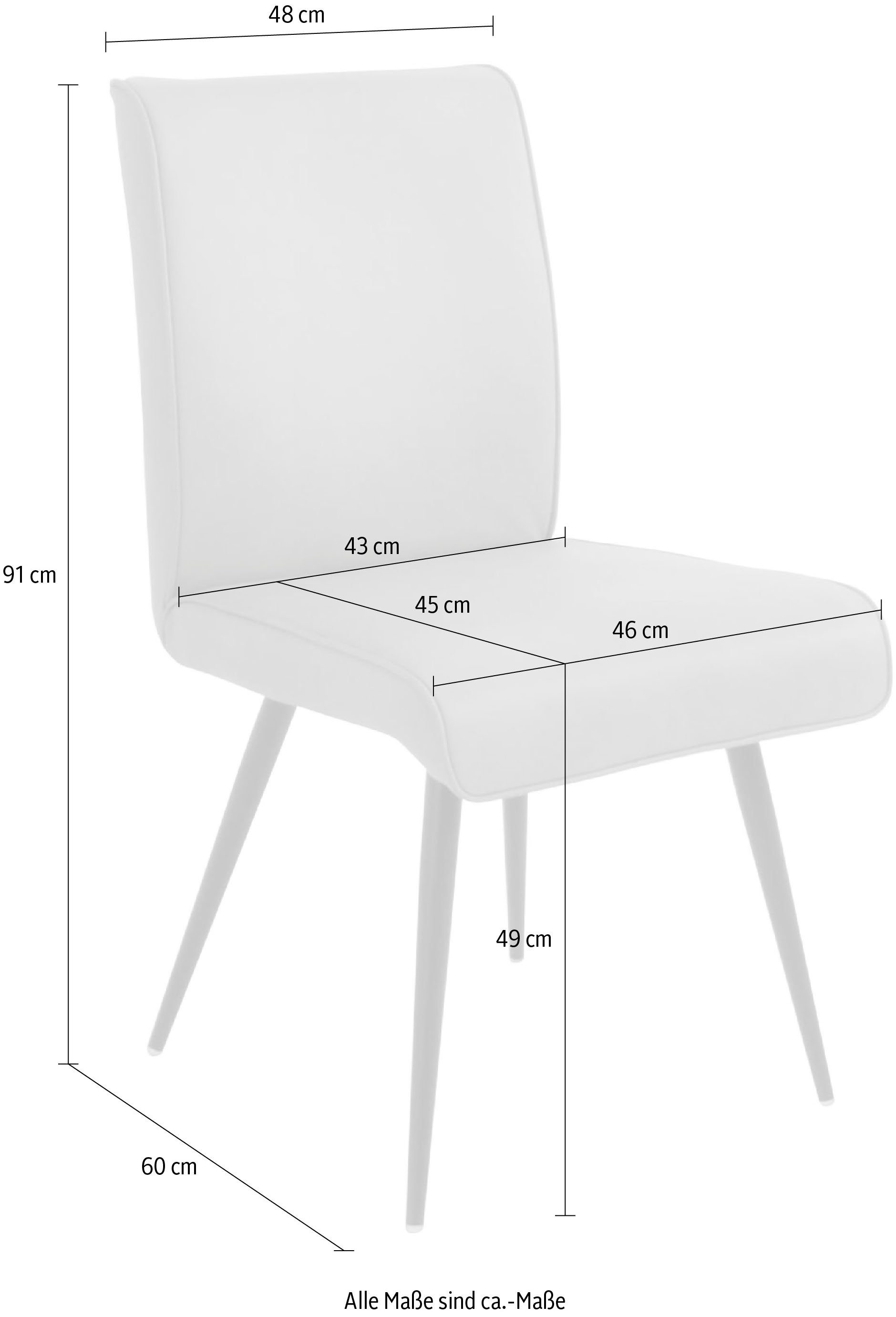 Sitz, & und Rücken Metallfüße I am Giacomo Wohnen (1 4- Keder 4mm Fußstuhl umlaufenden K+W Komfort mit 4-Fußstuhl St),