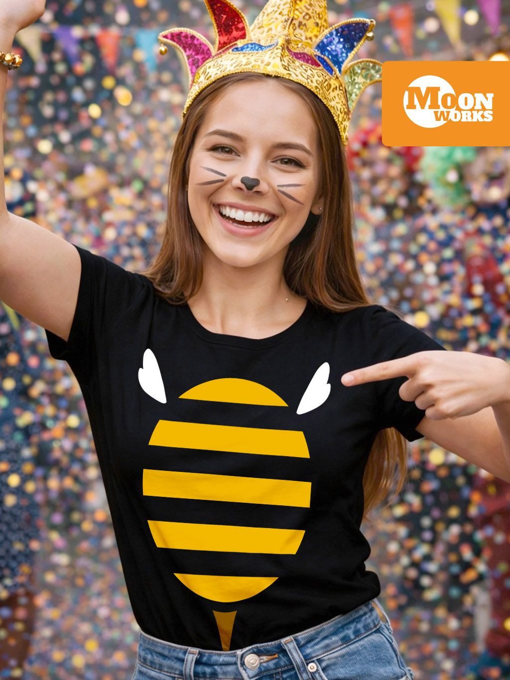 MoonWorks Print-Shirt Damen T-Shirt - Biene Hummel - Fasching Karneval Ersa günstig online kaufen