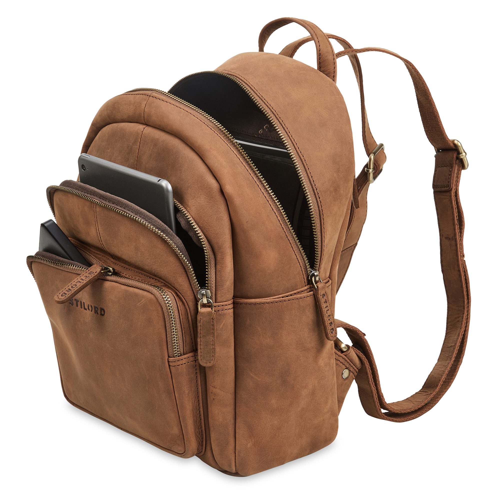 STILORD Cityrucksack "Bea" Lederrucksack Damen Echtleder Elegant Cityrucksack mittelgroß – Bild 4 von 5