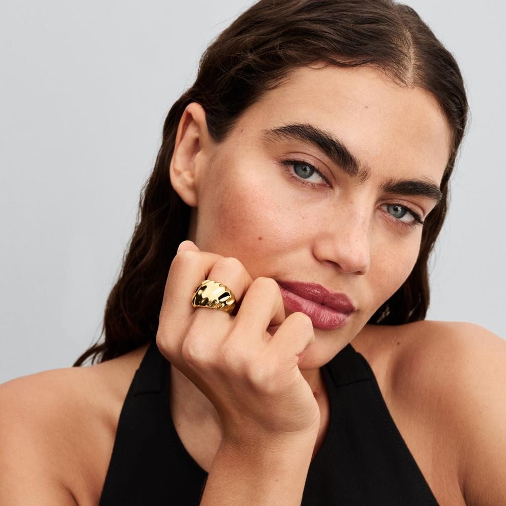 Pandora Fingerring Welliger Statement Ring für Damen, IP Gold von PANDORA Essence