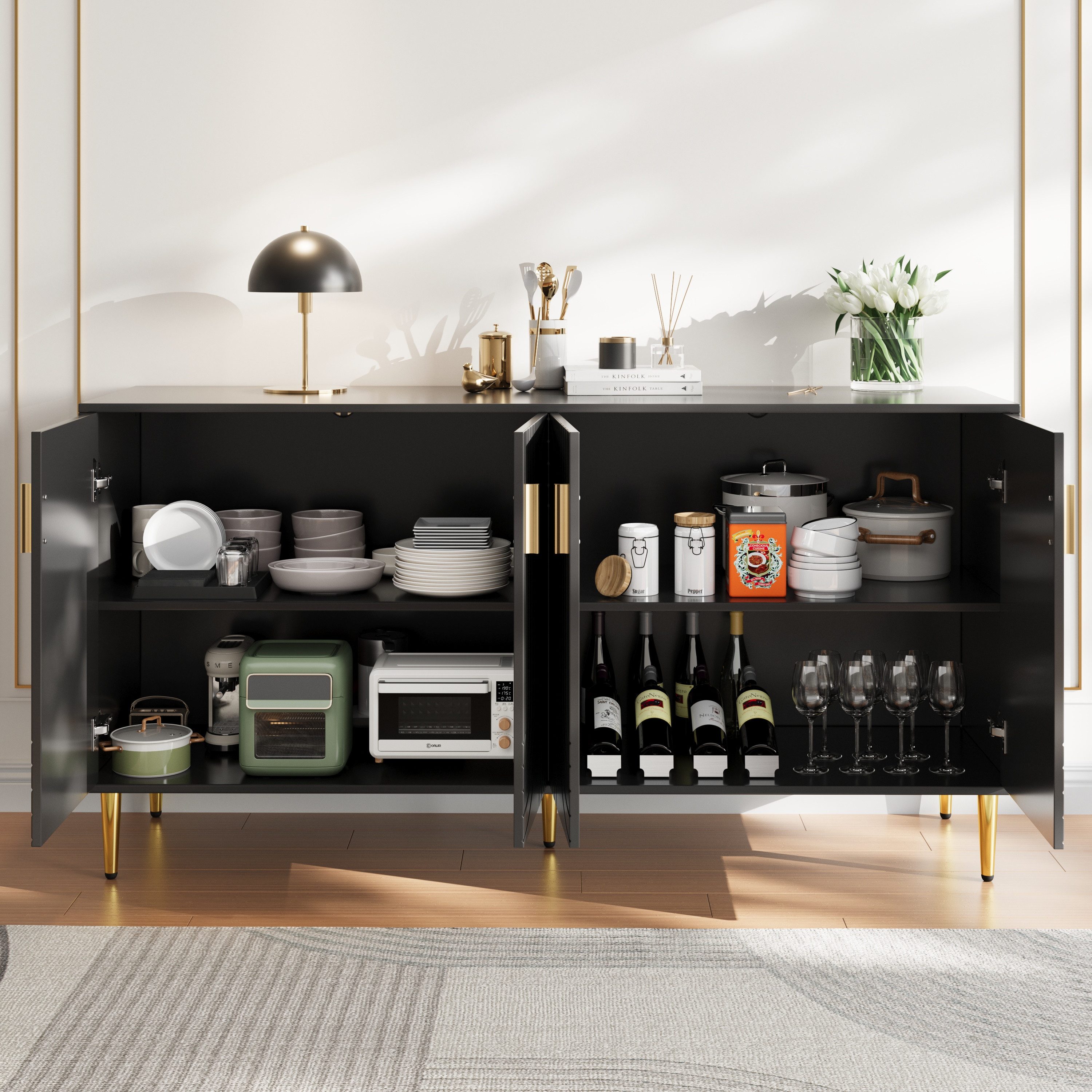 Flieks Sideboard Buffetschrank mit Einzigartigem Wellendesign günstig online kaufen