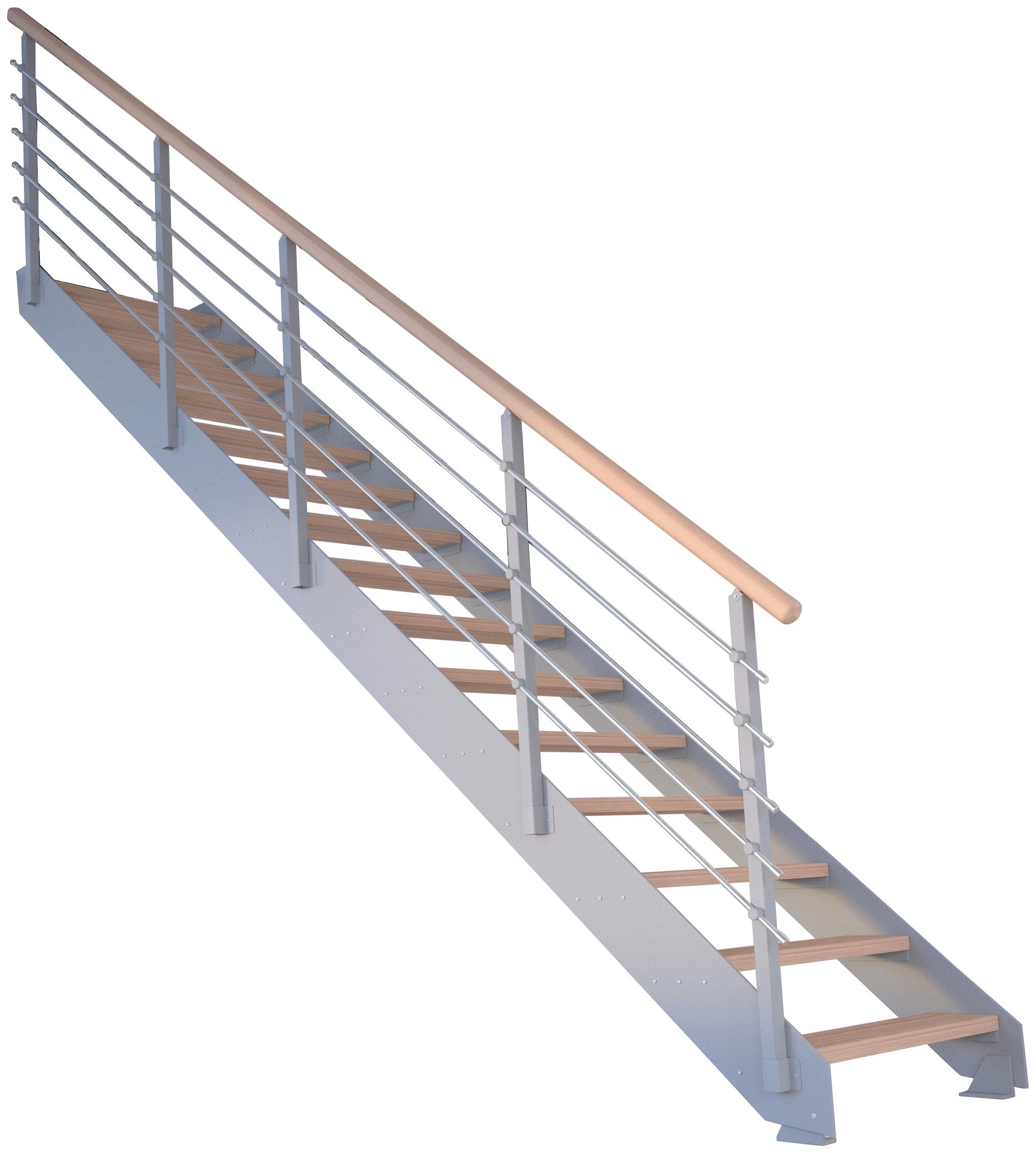 Starwood Systemtreppe Kos, offen, Geteilte Stufen Metall