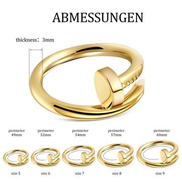 Fivejoy Goldring Damen Premium Ring, Fashion Titanium und Stahl Spike Ring (1-tlg), farbecht mit Schmuckschatulle,kostenloser Versand