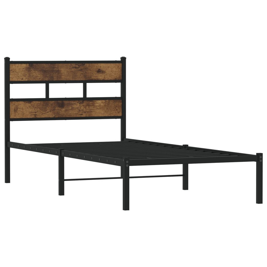 vidaXL Bett Metallbett ohne Matratze Räuchereiche günstig online kaufen
