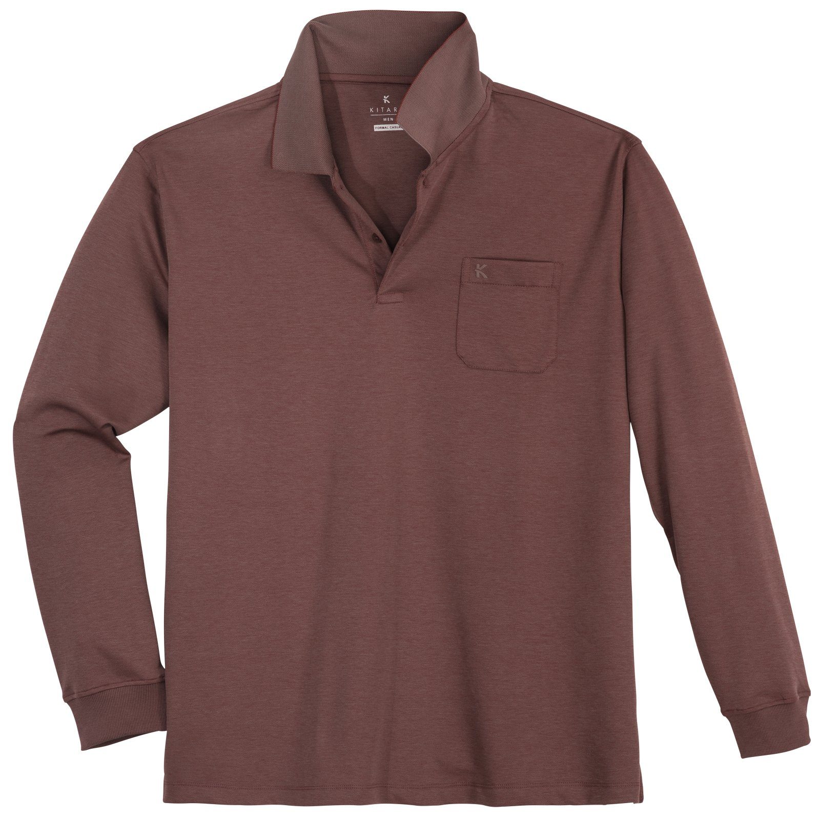 Kitaro Langarm-Poloshirt »Übergrößen Herren Langarm-Poloshirt bordeaux easy care Kitaro«