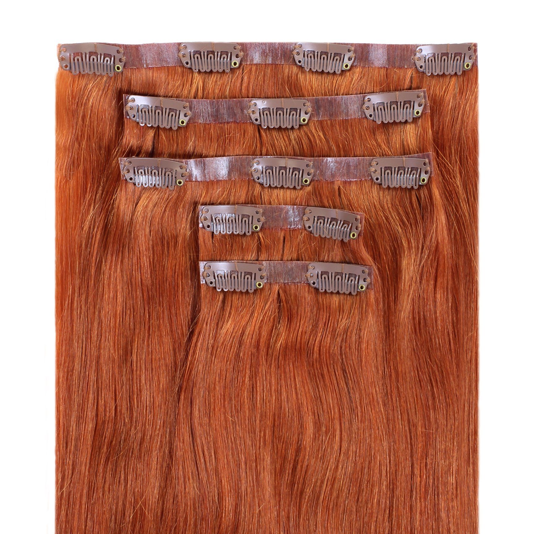 hair2heart Echthaar-Extension Seamless Clip Extensions #8/43 Hellblond Rot-Gold 40cm | Haarverlängerungen