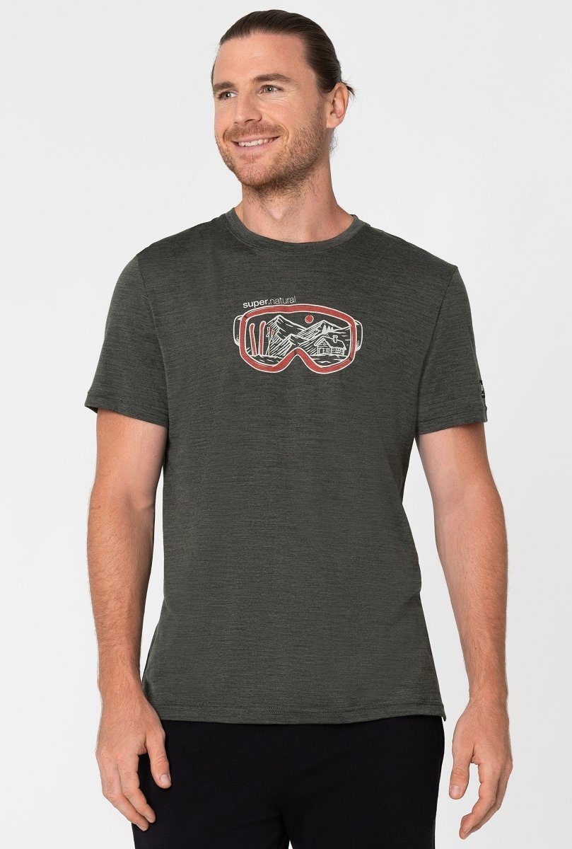 SUPER.NATURAL Print-Shirt Merino T-Shirt M GOGGLE TEE formstabiler Merino-Materialmix