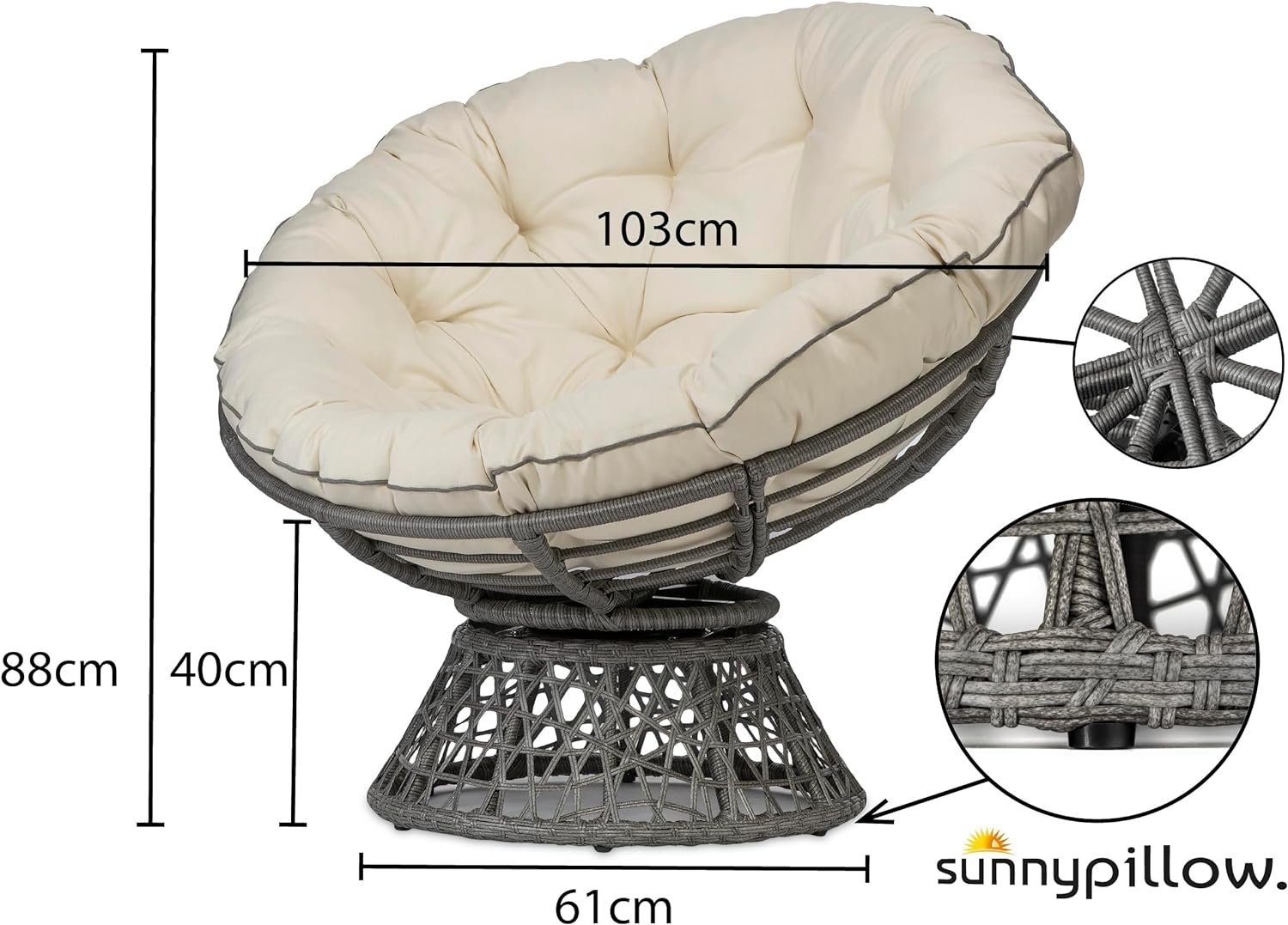 sunnypillow Rattanstuhl Papasansessel, Rattansessel mit Kissen günstig online kaufen