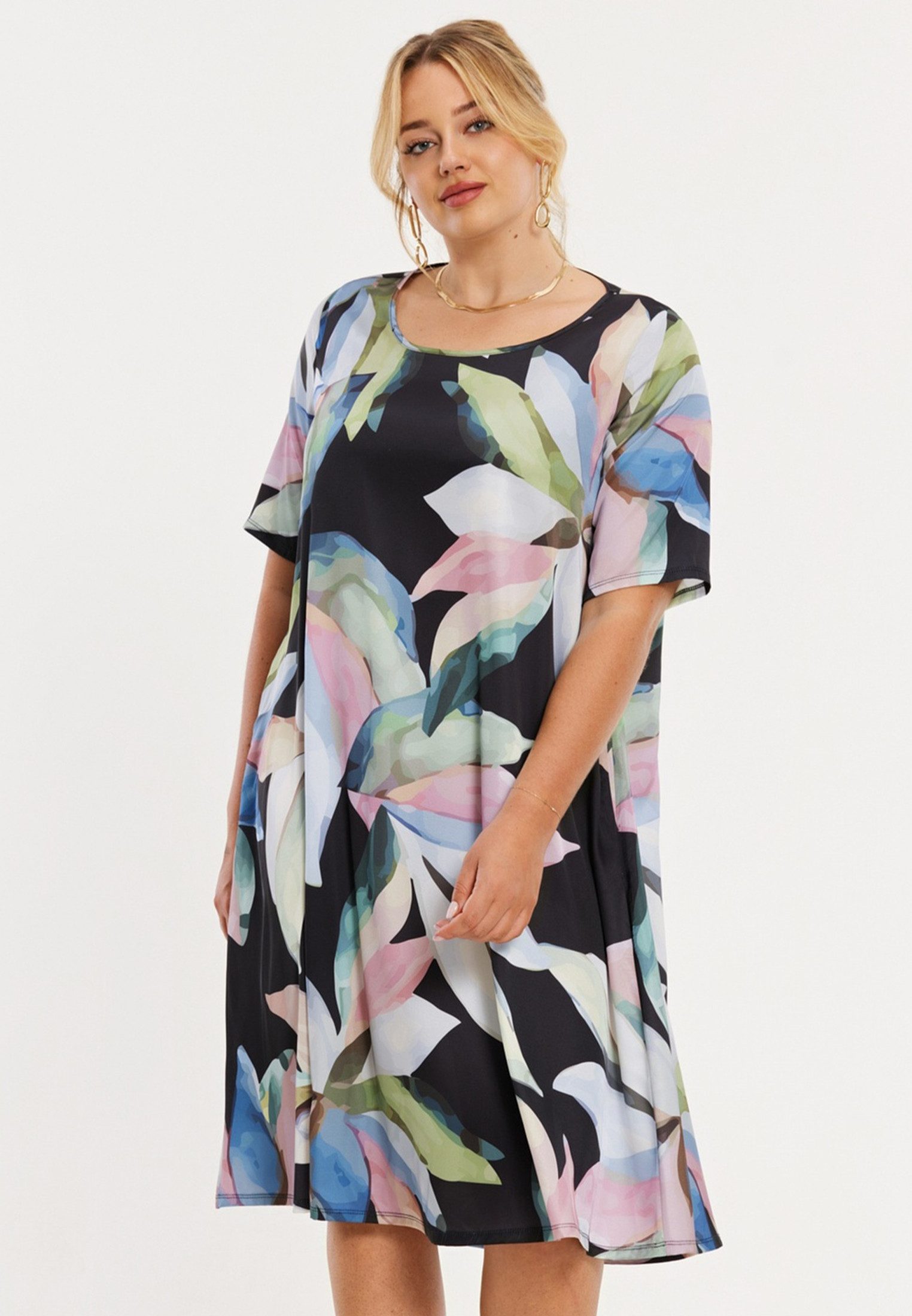 YOEK A-Linien-Kleid Damen Kleid mit Druck Bio-Baumwolle