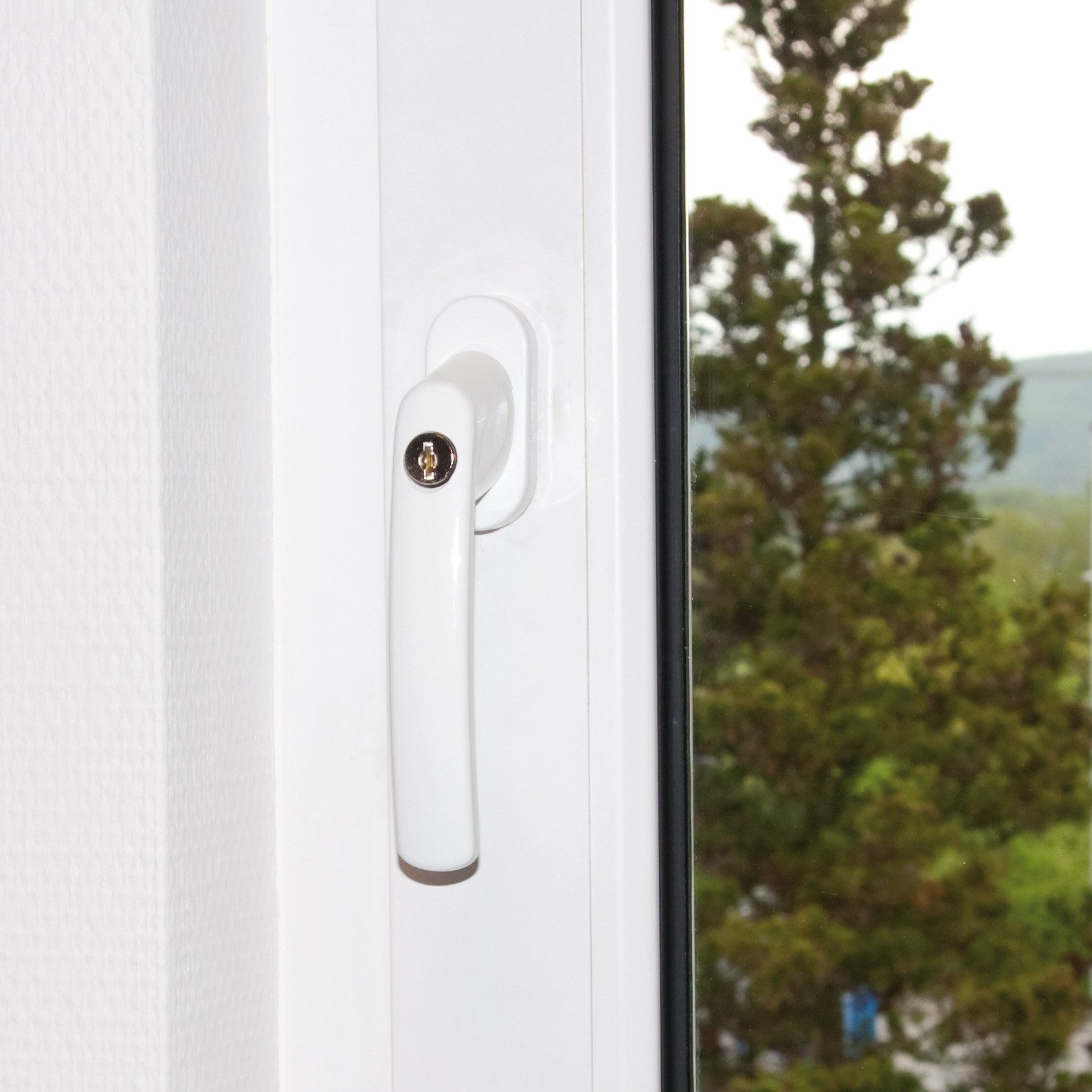 ABUS Fenstergriff Fenstergriffe Abschließbar FG200 - gl., 3er-Set, Weiß, Druckzylinder, Inkl. 3 Wendeschlüssel, in Kippstellung abschließbar, Fensterschutz