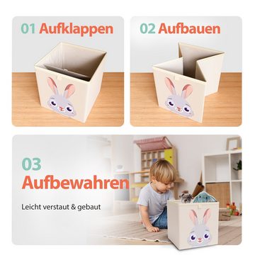 mookrook Aufbewahrungsbox Kinder (4-er Set Waldtiere, 4 Aufbewahrungsboxen mit Ziehschlaufen), niedliche Spielzeugbox, ideal für Kallaxregale