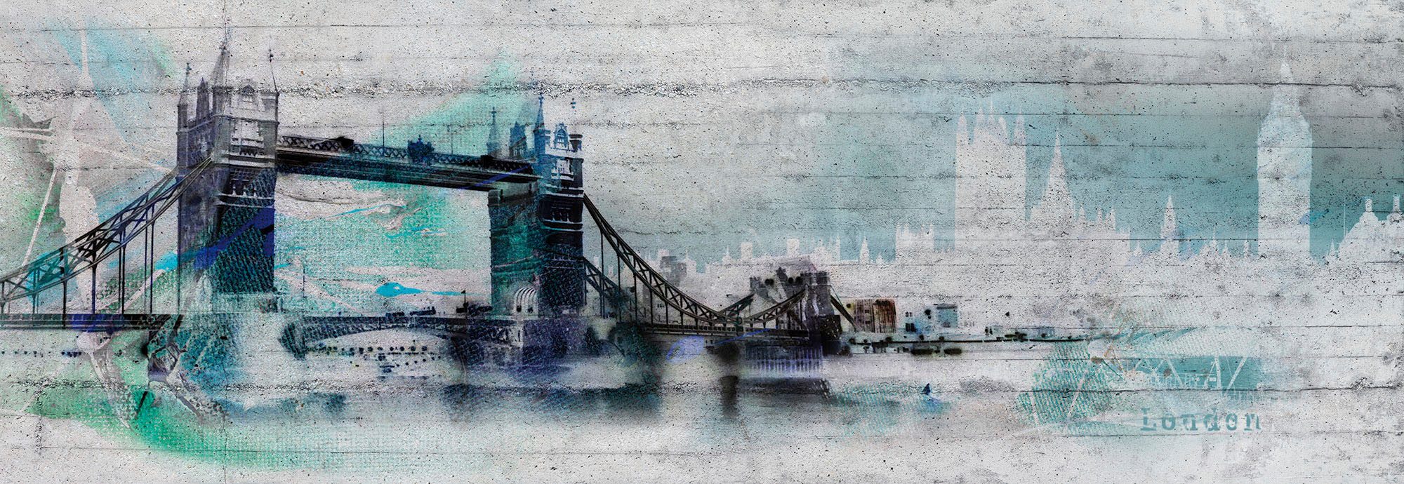 Komar Fototapete London - Größe 368 x 127 cm, glatt, bedruckt, (Packung, 1 St), Wohnzimmer, Schlafzimmer