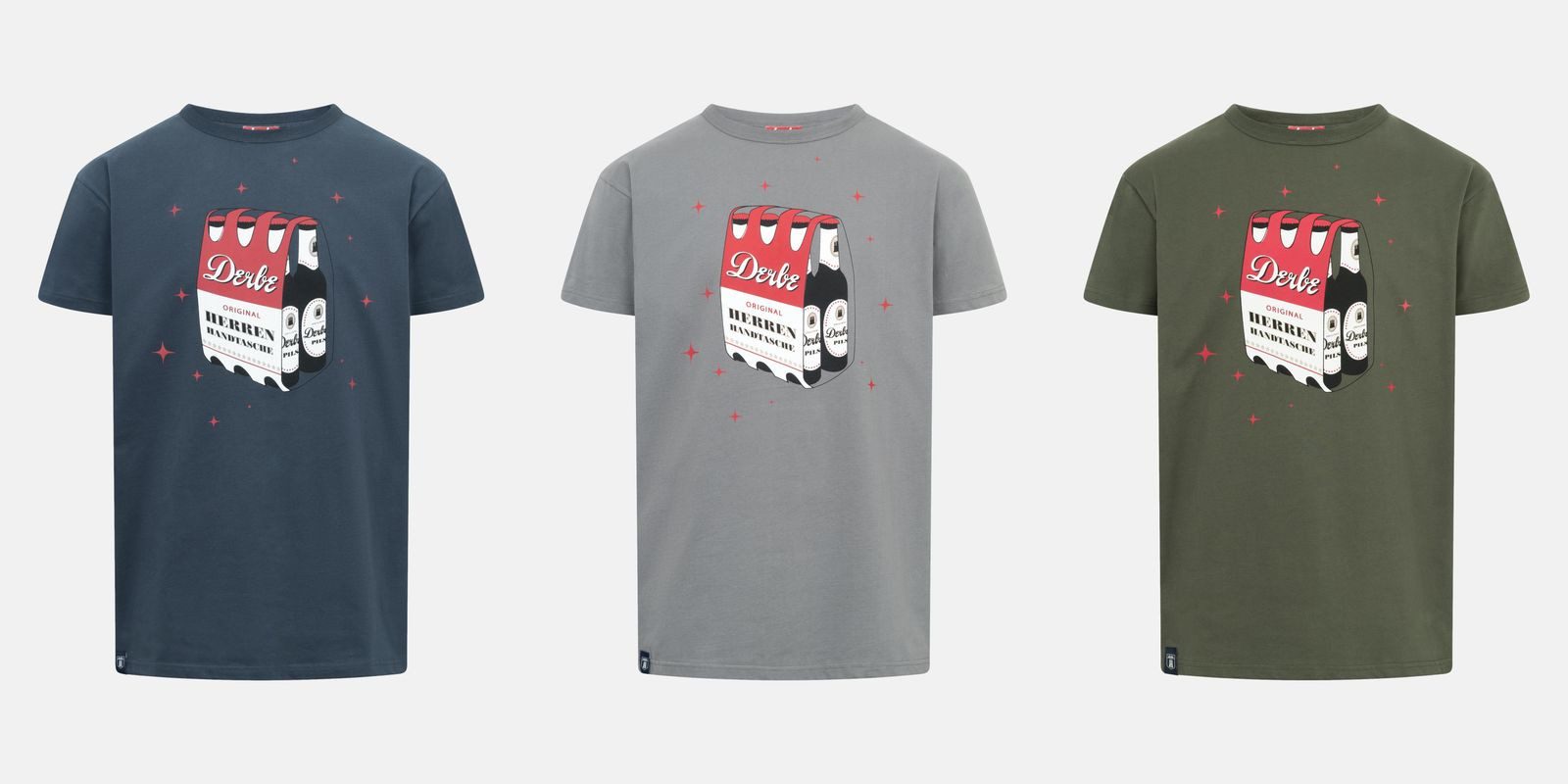 Derbe Print-Shirt Herrenhandtasche Rot-Weiß Herren T-Shirt günstig online kaufen
