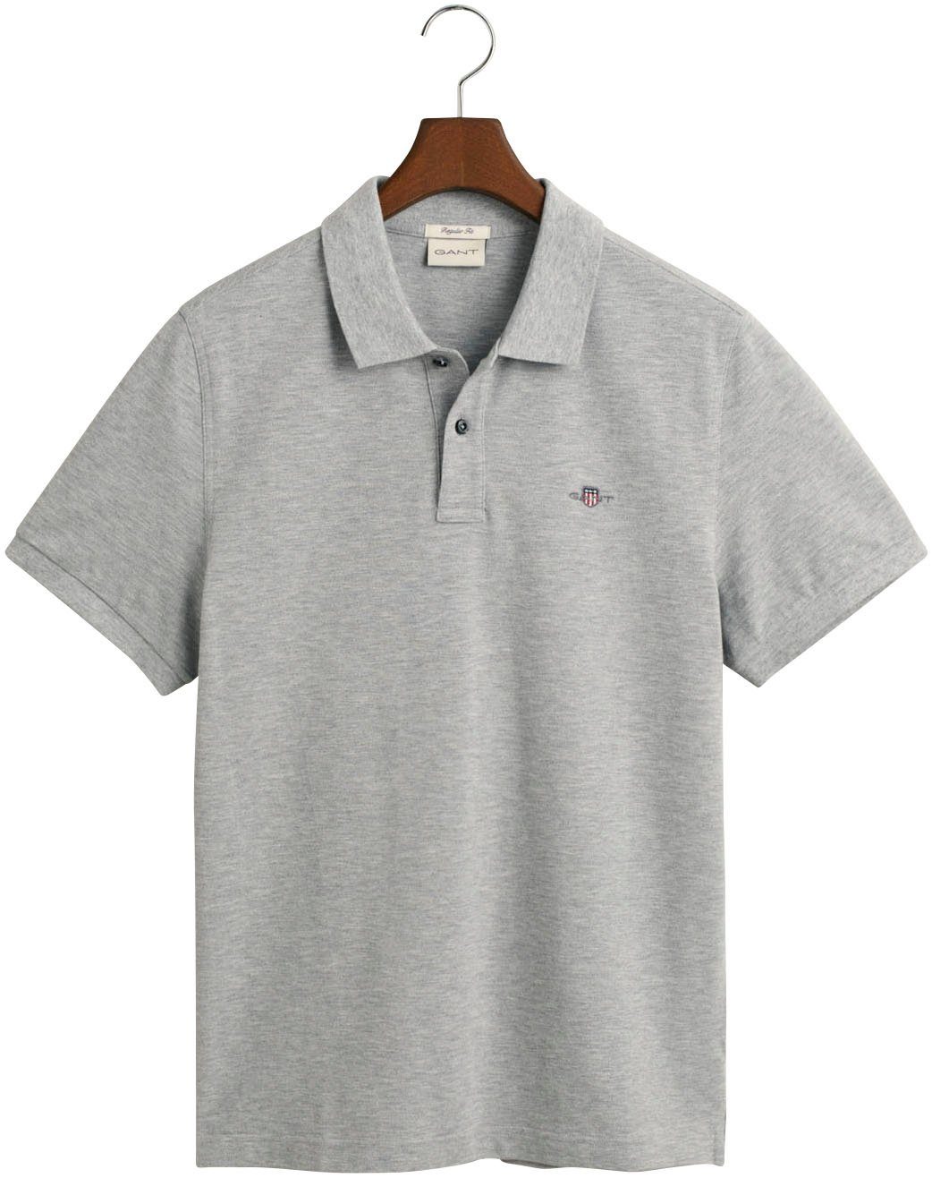 SS Poloshirt grey POLO auf mit Gant Logostickerei Brust der REG SHIELD PIQUE