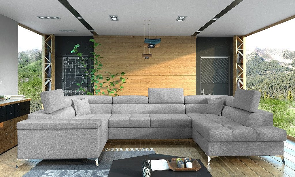 Xlmoebel Wohnlandschaft Elegantes U-Form Sofa mit Bettfunktion und hochwertiger Polsterung, Hergestellt in Europa