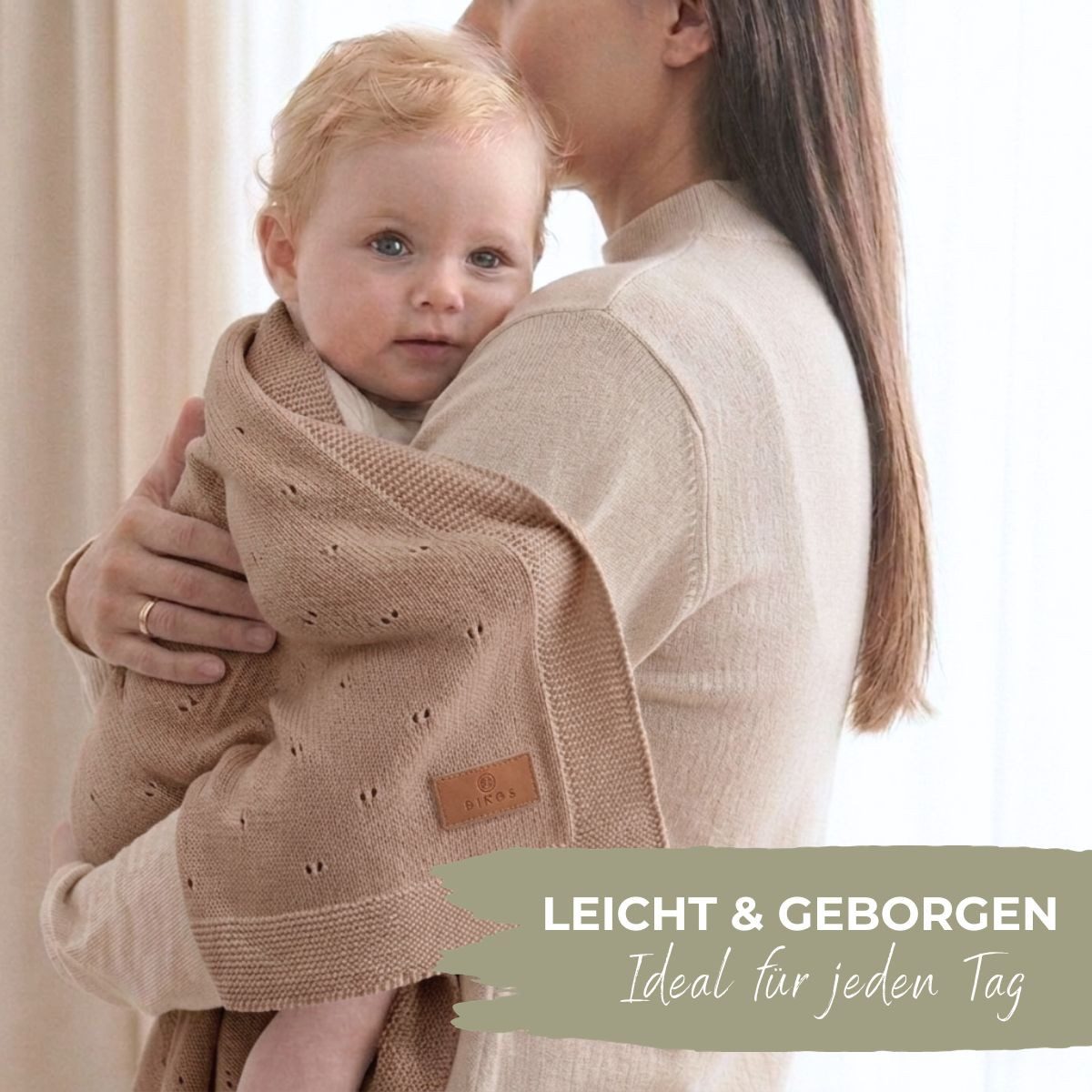 Babydecke DIKOS® aus *100%* Bio Baumwolle, Strickdecke, Geschenk zur Geburt, DIKOS, PREMIUM Qualität, Sommerdecke Ajour, 75x100, atmungsaktiv, weich