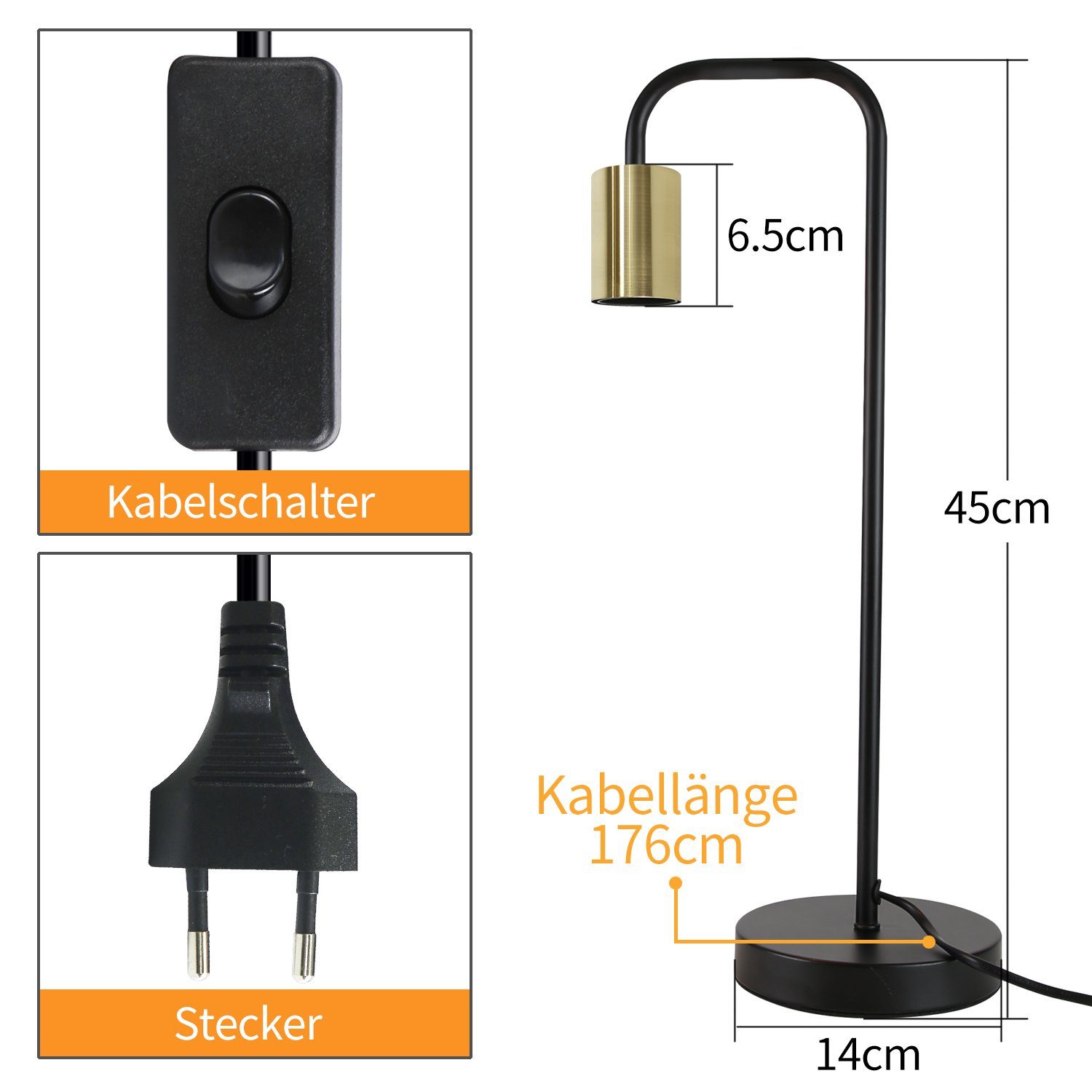 ZMH Tischleuchte Vintage Nachttischlampe Schwarz-Gold - E27, ohne Leuchtmittel, 1 /2 Flammig. Reduzierter Preis € 18,79. Unverbindliche Preisempfehlung € 36,99