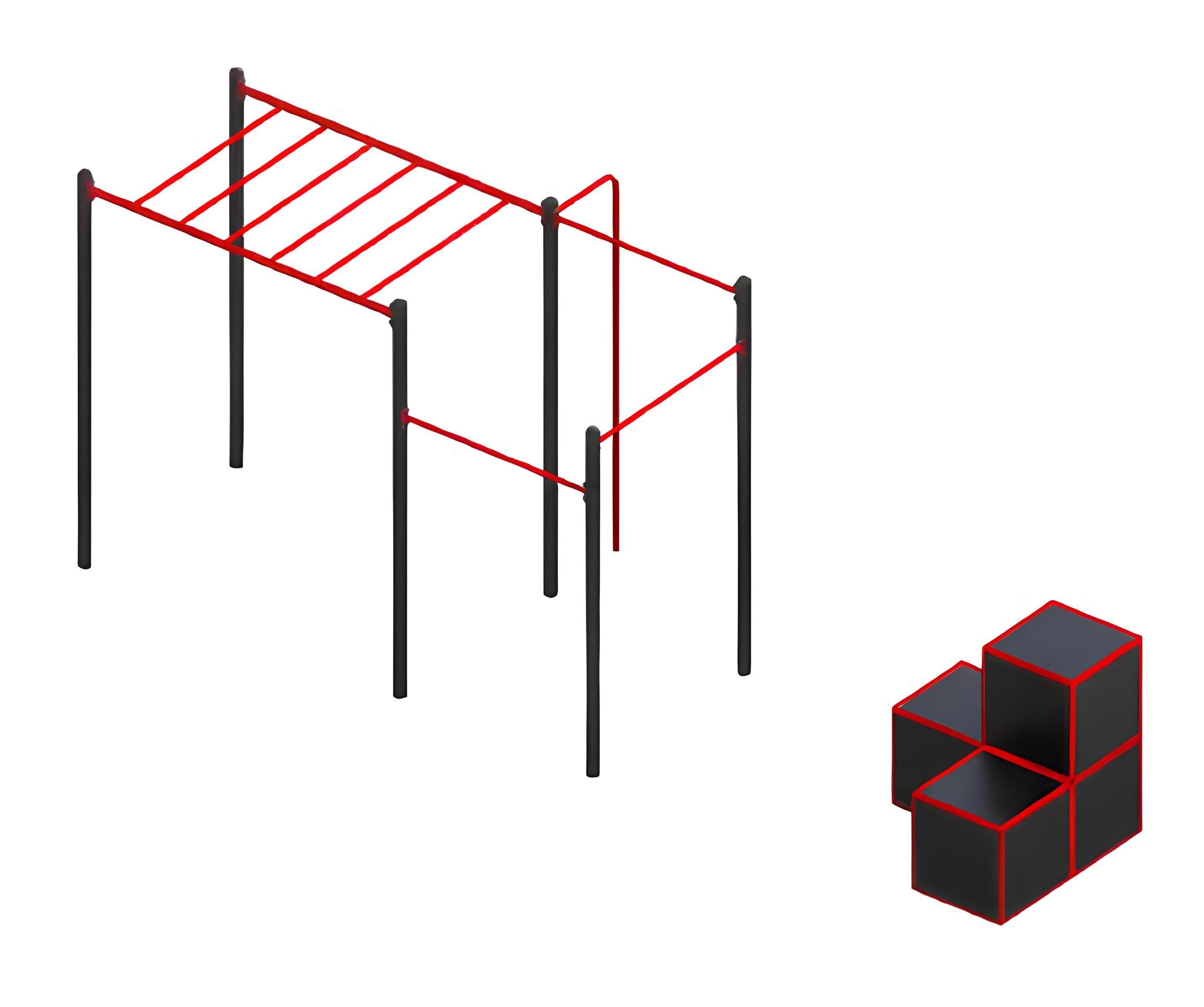 Xlmoebel Klettergerüst Trainingsset Outdoor-Fitnessgeräte Pull-Up-Bars Slacklines, (Straßensportgeräte), Hergestellt in Europa