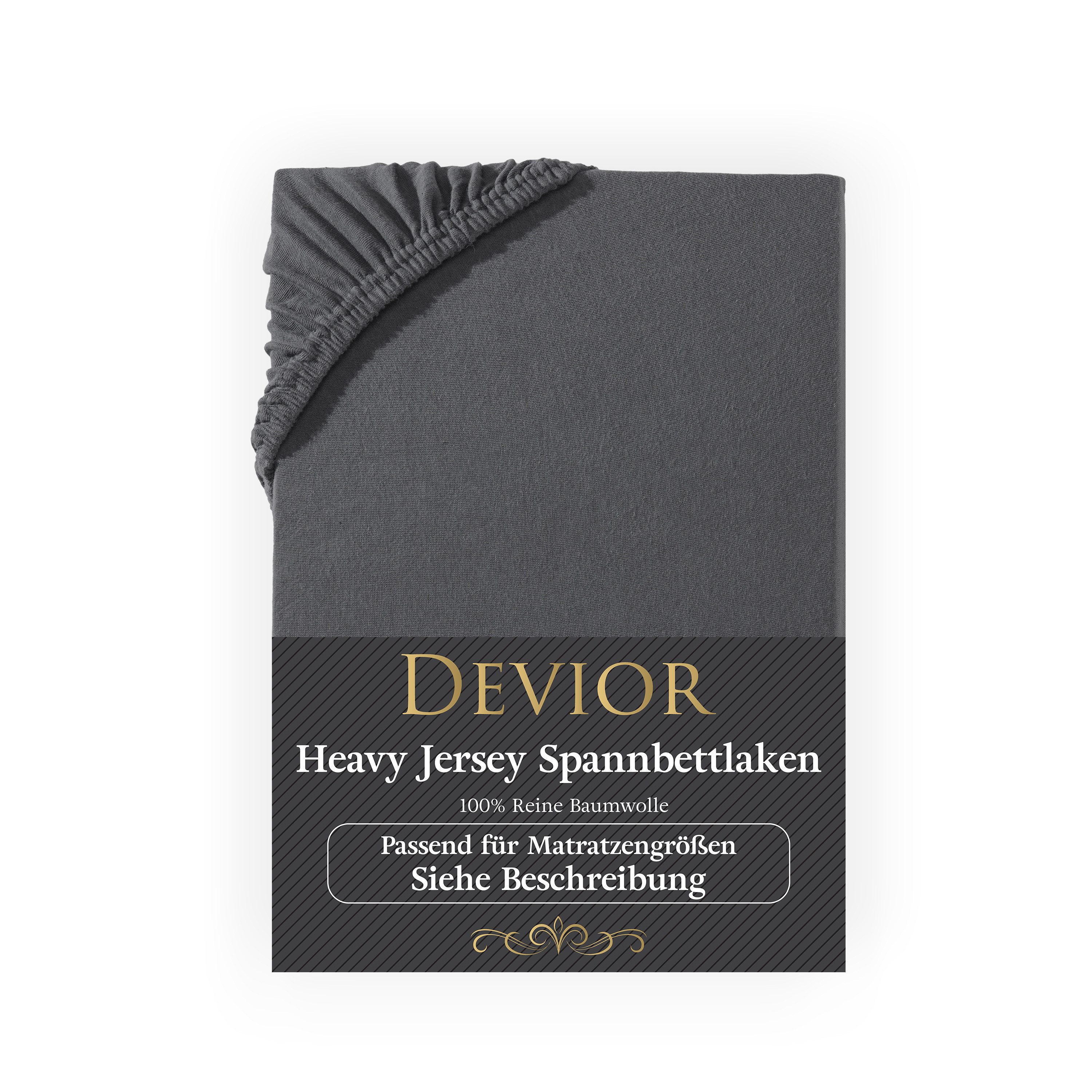 Devior Натяжные простыни Heavy aus 100% Baumwolle mit 160 g/m² - Blickdicht mit Einlaufschutz, Jersey, Gummizug: Rundumgummizug, Laken bis 15cm Matratzenhöhe - Натяжные простыни 140 x 200 cm Blickdicht