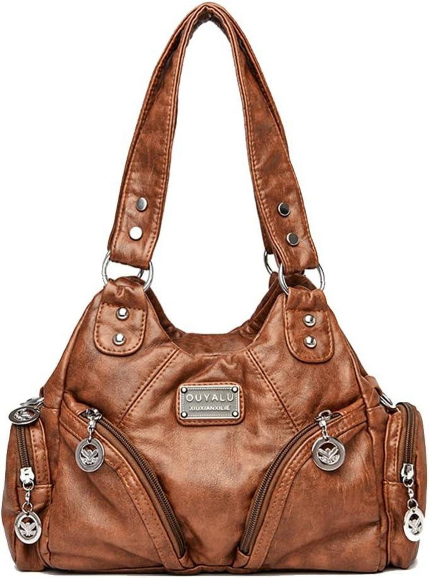 Hobo Damenhandtasche aus PU-Leder Vintage Schultertasche Hobo Umhängetasche