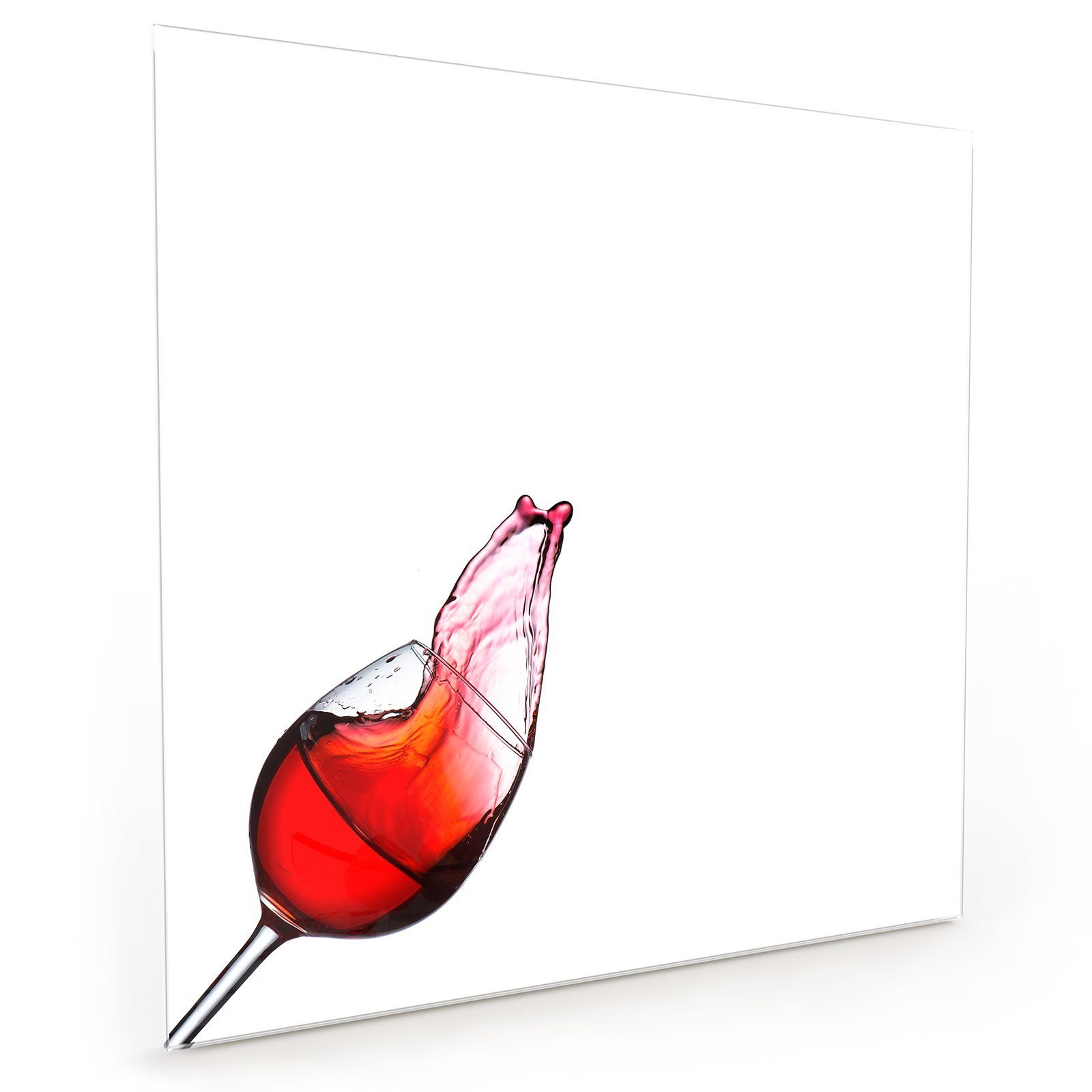 Primedeco Küchenrückwand Küchenrückwand Spritzschutz Glas mit Motiv Rotwein schüttet aus | Küchenrückwände