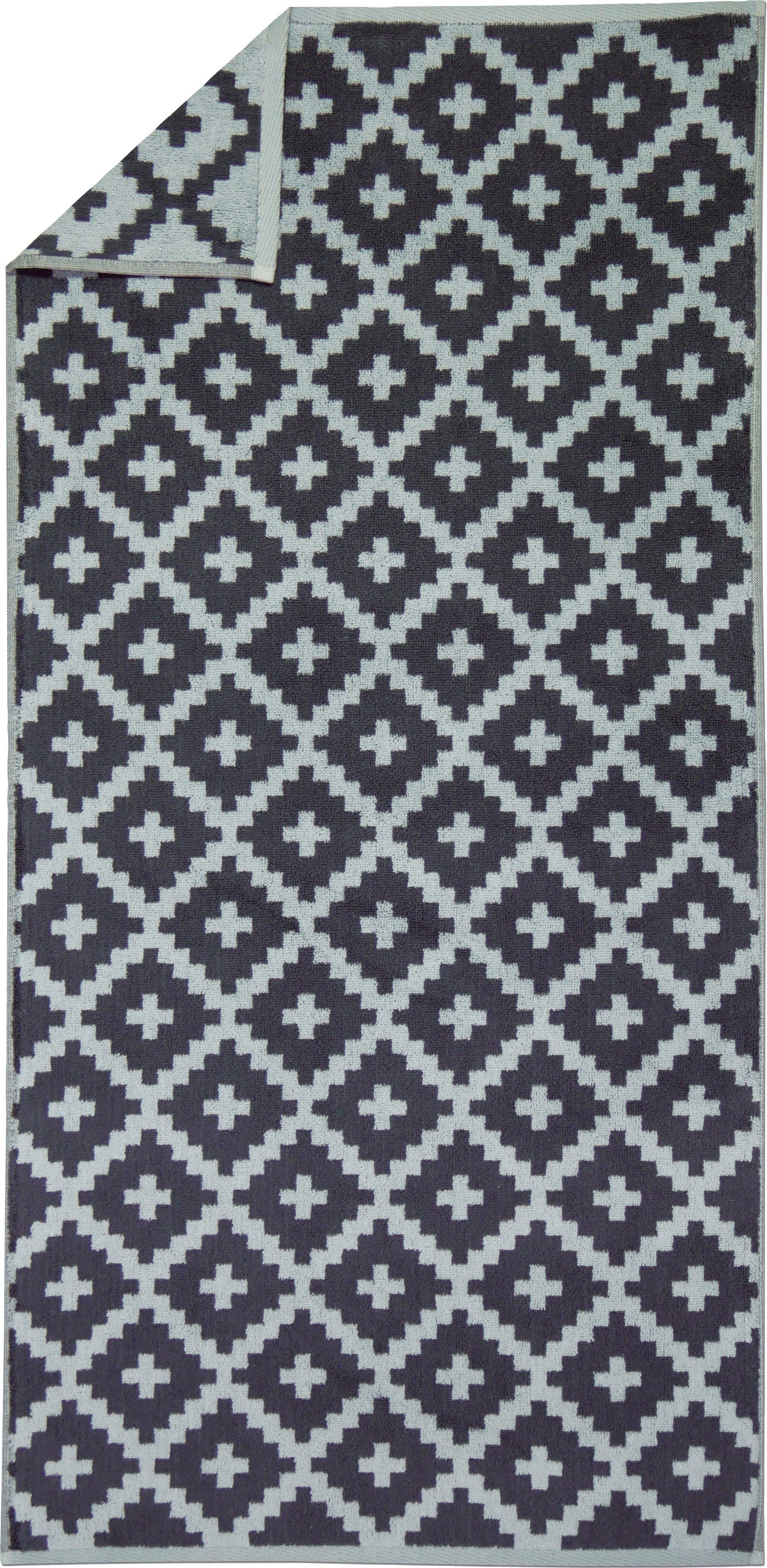 Freundin Duschtuch Jacquard-Zwirnfrottier (1-St), mit Home Design Rauten Graphics, freundin anthrazit skandinavischem Collection