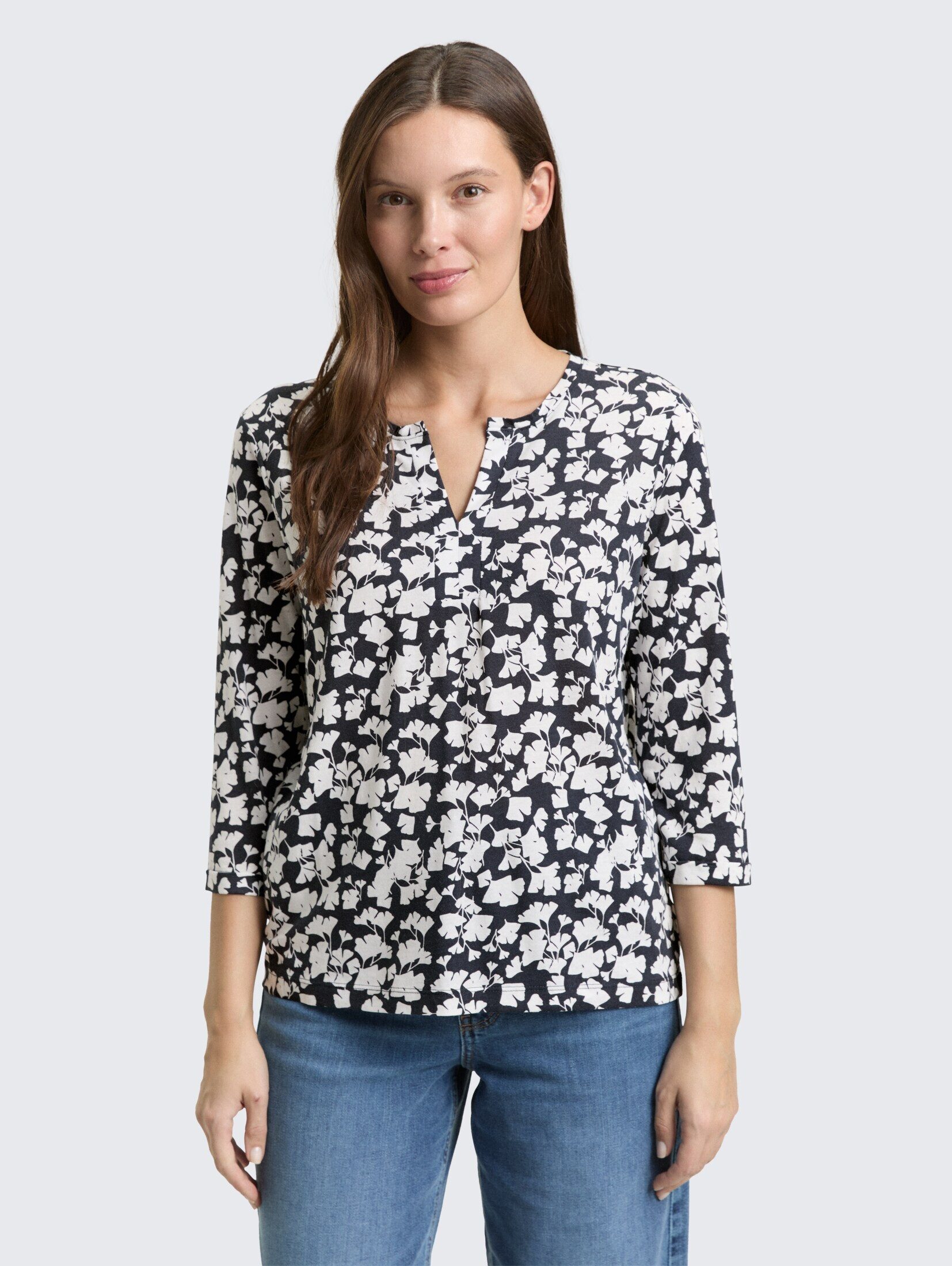 TOM TAILOR 3/4-Arm-Shirt T-Shirt Langarmshirt mit Muster günstig online kaufen