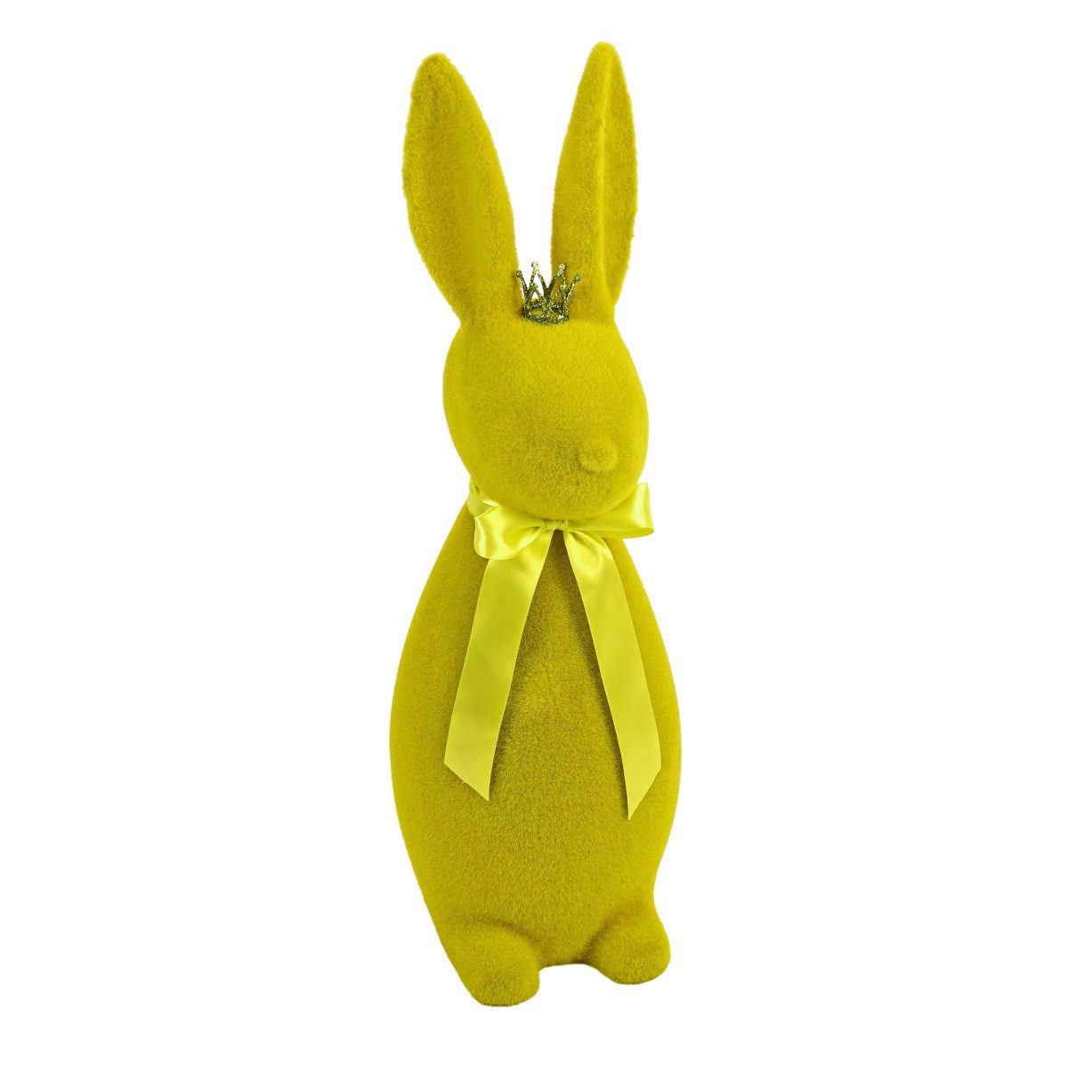 Werner Voß Dekofigur Hase mit Krone gelb beflockt 69cm