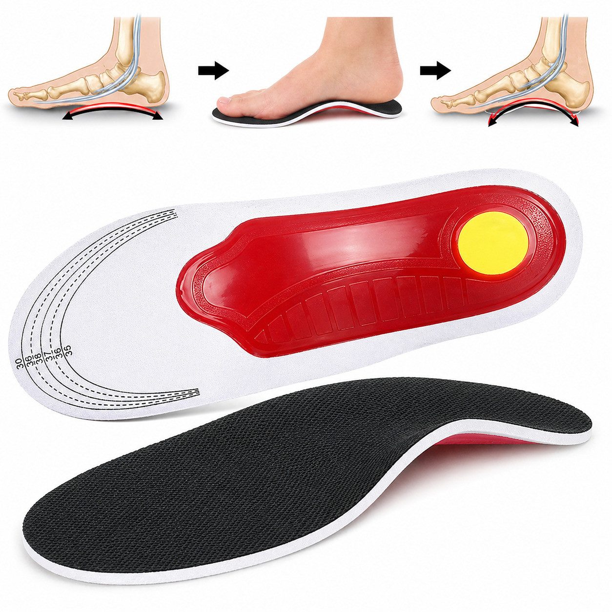 COOL-i ® Einlegesohlen Orthopädische 3D-Einlegesohlen, Für Alltag, Sport & Freizeit