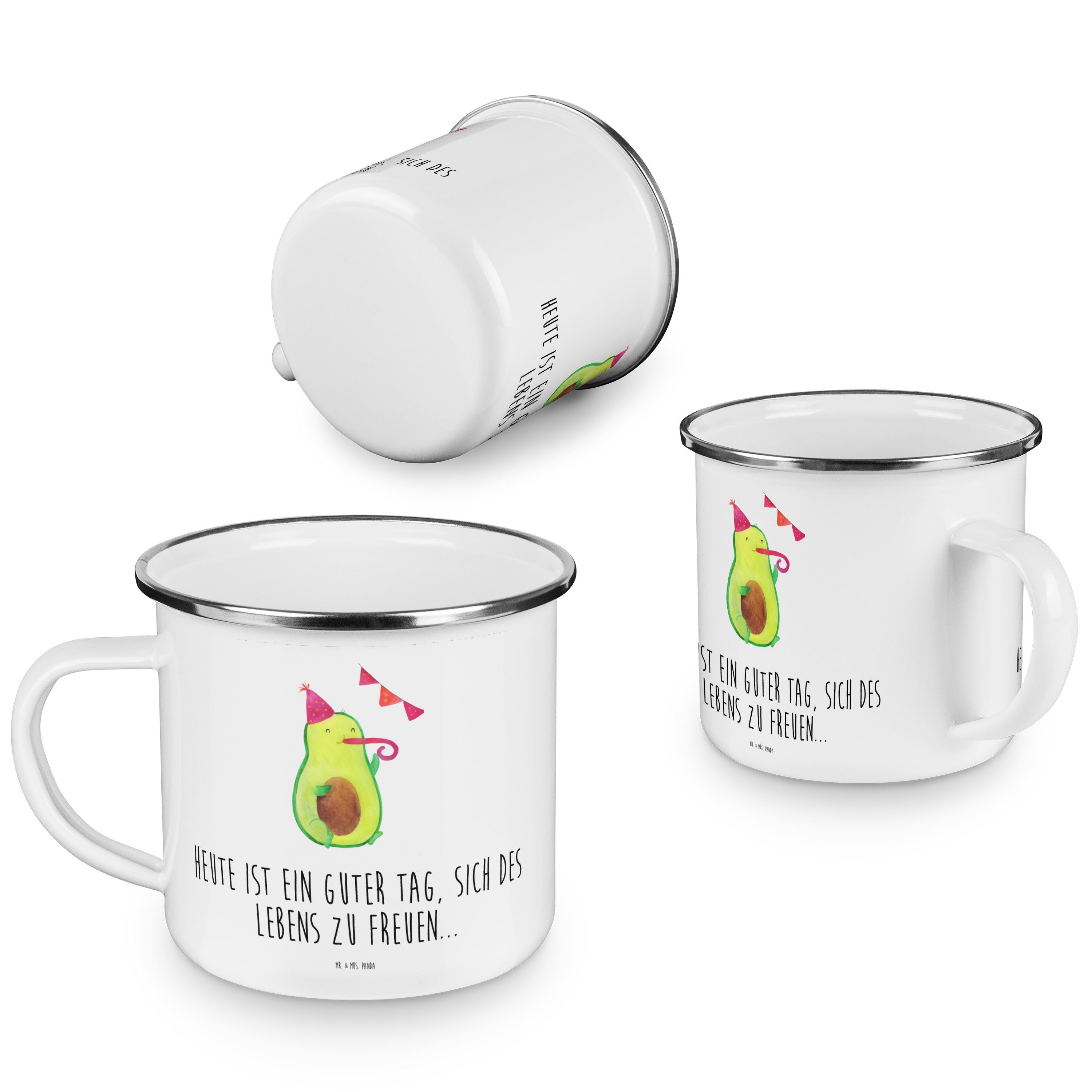 Emaille Mrs. Weiß Party Becher Avocado Campingbecher, Emaille Emaille Mr. & Panda Trink, - Geschenk, -
